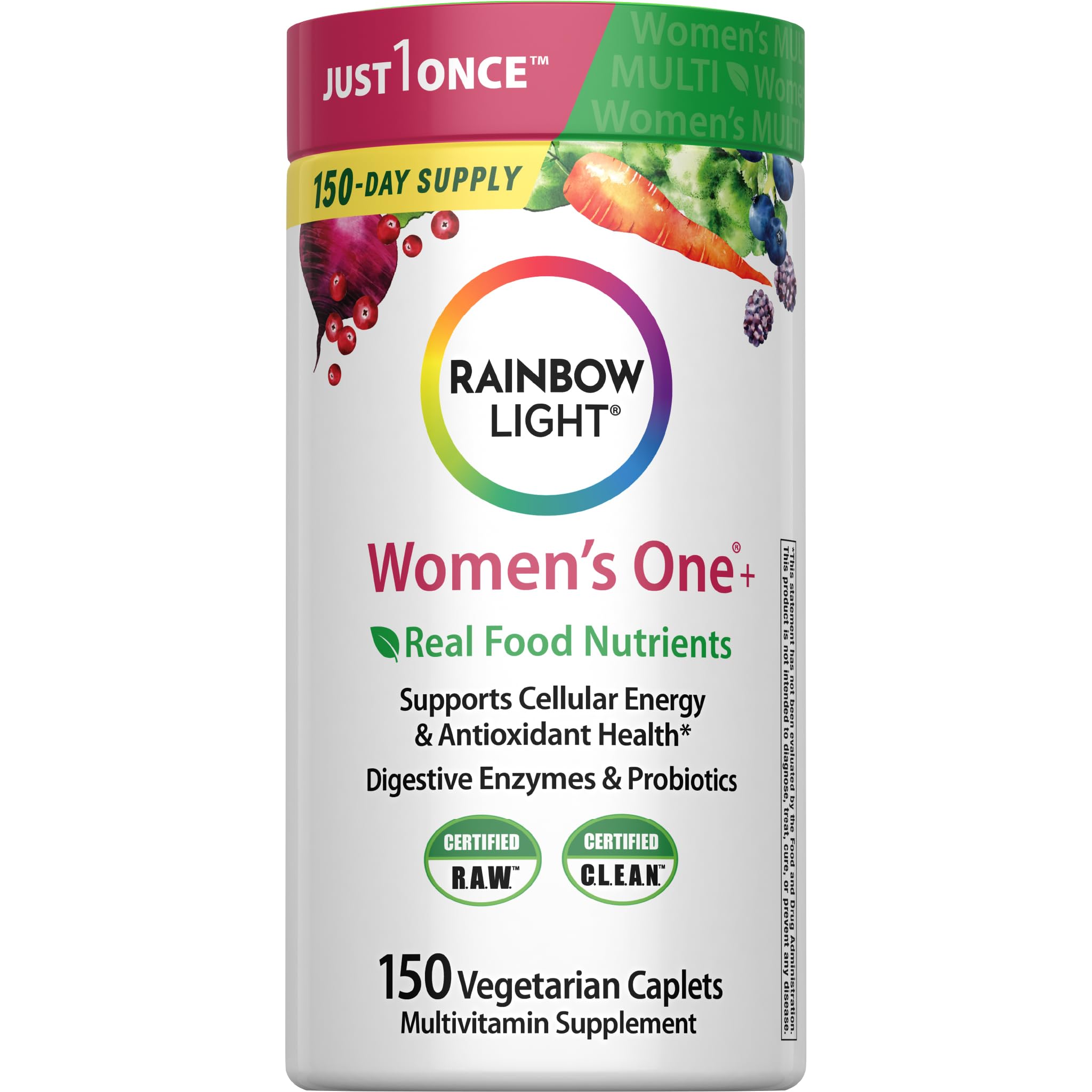 Rainbow Light Womens One High-Potency Daily Multivitamin, Womens Multivitamin Provides High-Potency Immune Support, With Vitamin C, Biotin and Ashwagandha, Vegetarian, 150 Count