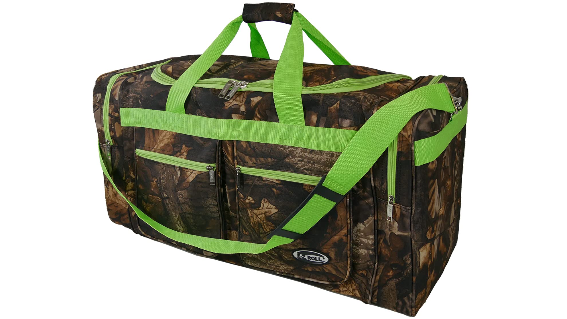 "E-Z Roll" 30" Tree Camouflage Duffel Bag/Sports Bag/Outdoor Bag/Travel Bag (Lime Trim)
