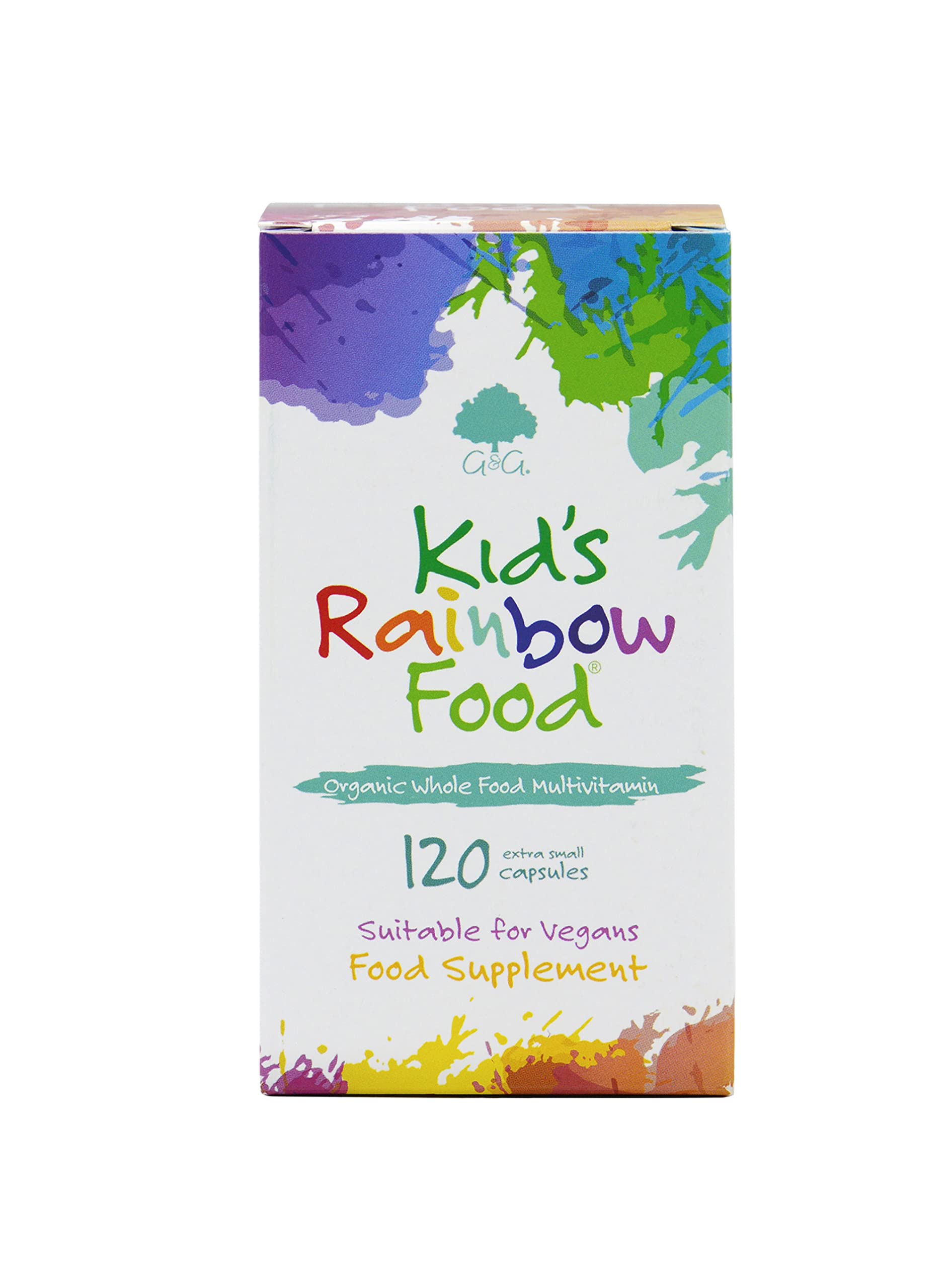 Kids Rainbow Food - Organic Whole Food Multivitamin Supplement - Ideal for Children - 120 Vegan Capsules - Non-GMO, Made in The UK by G&G VitaminsSoil AssociationSoil AssociationSoil Association