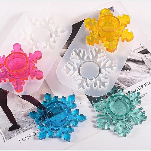Miniatura 4 de Moldes de silicona de Navidad para hacer velas, diseño de copos de nieve, moldes de resina para decoración de fiestas, forma de vela, molde de yeso