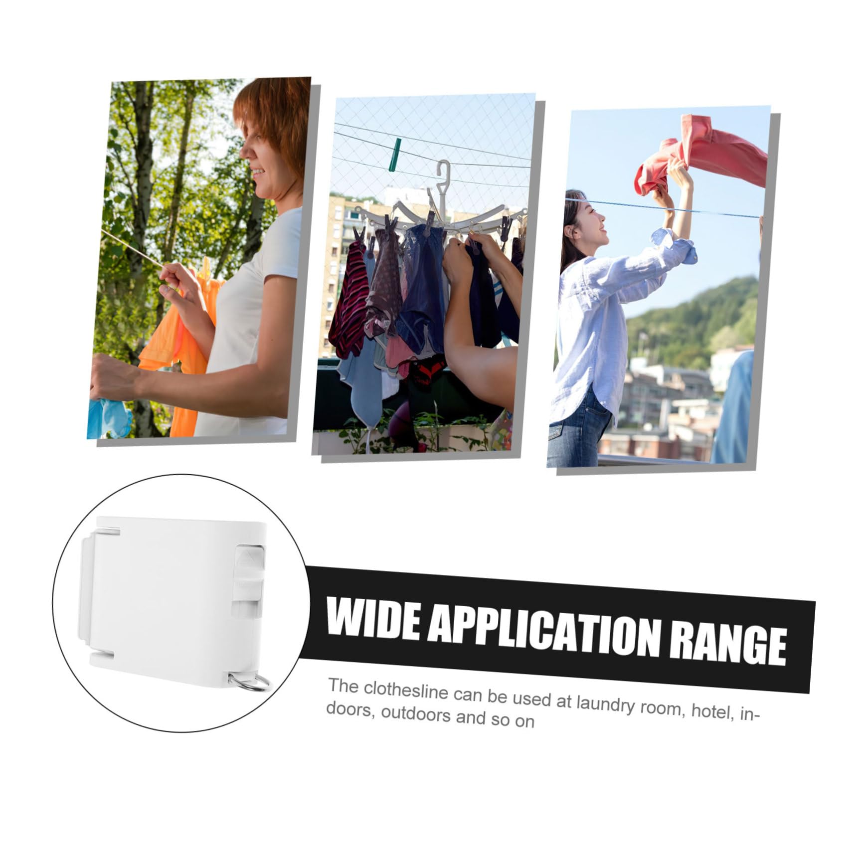 Einziehbare Wäscheleine für Innenbereich und Camping, Weiß | Abs und Tpu, Verstellbare Länge, für Kleidung und Decken, Vielseitige Trocknung