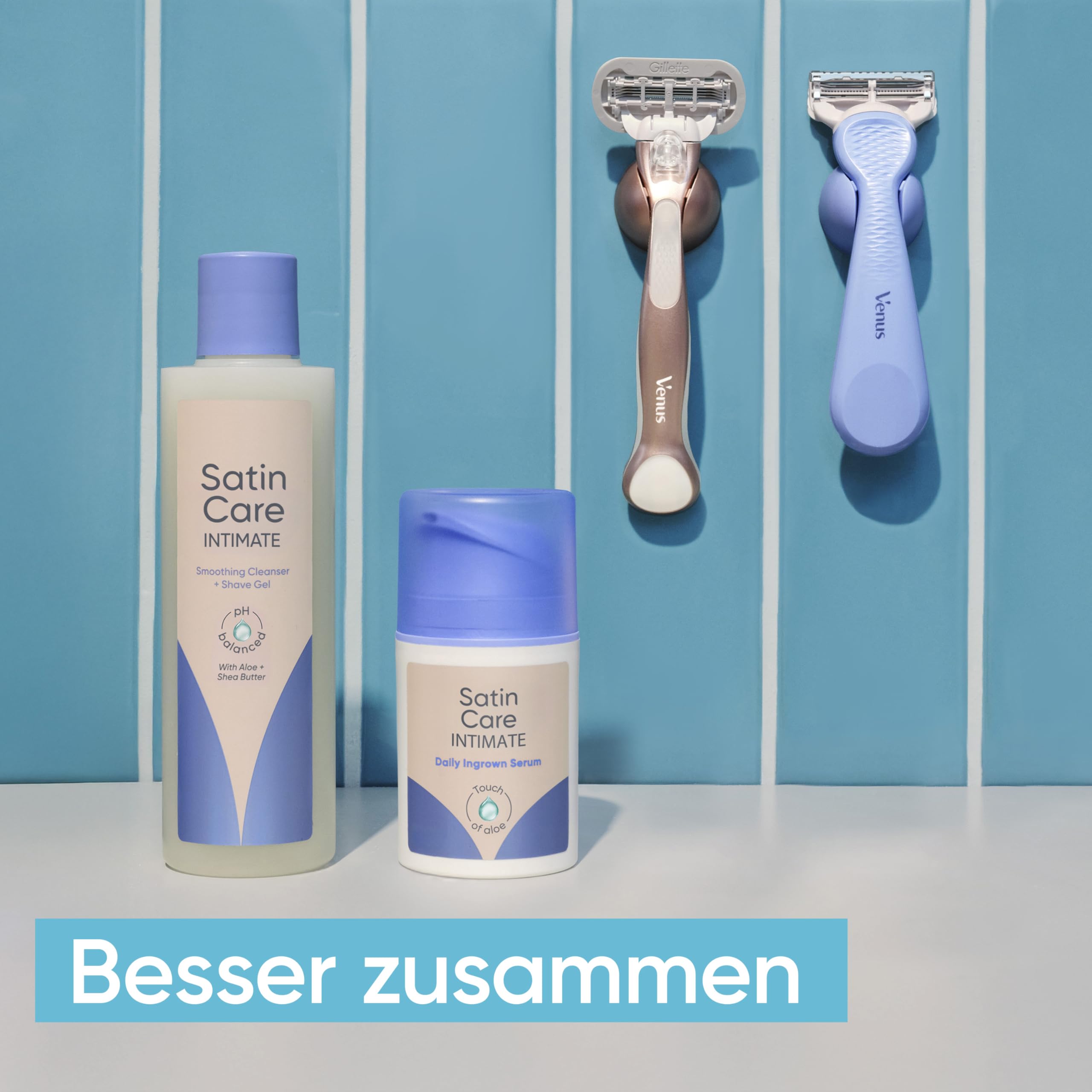 Gillette Venus Intimate Rasierer Damen, Hellblau - Damenrasierer für Den Intimbereich, Intimrasierer für Frauen, Nassrasierer, Inkl. 5 Rasierklingen, Handstück und Duschhalterung