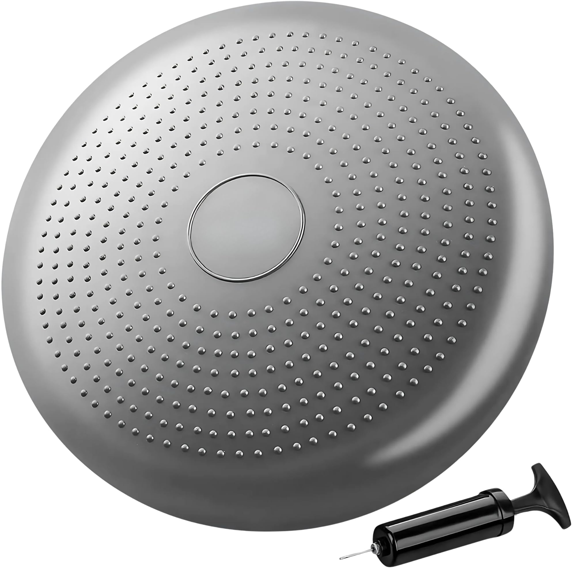 AUNEK Balance Wobble Cushion Physio, 34cm Wobble Board with Pump, Balancing Board Sensory Cushion, Inflatable Balance Disc ADHD Extra Thick Wiggle Seat for Chair, Yoga, Pilates, Core Strength (Grey)