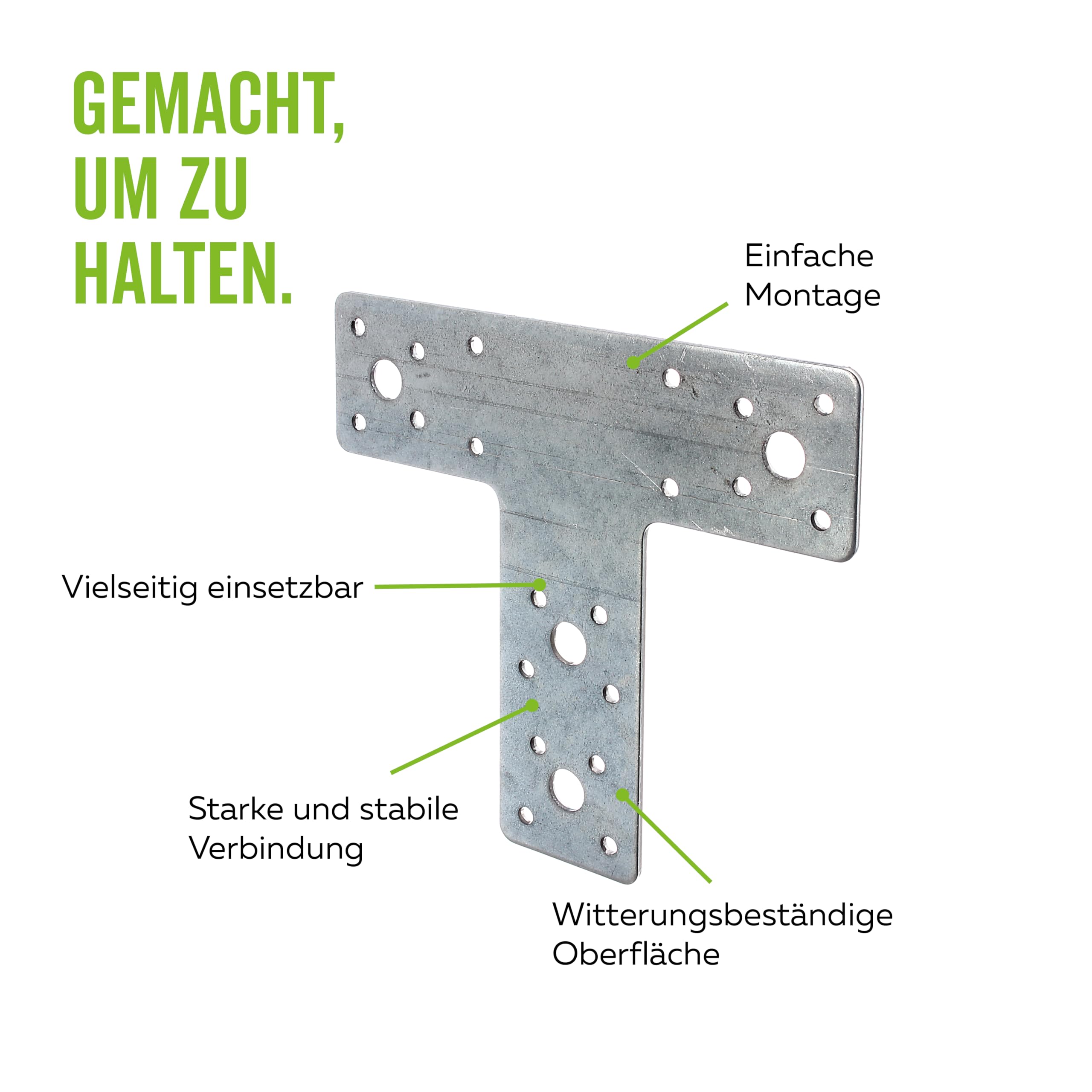 Alberts 866716 Platine d'assemblage | en forme de T | galvanisée Sendzimir | 160 x 142 x 45 mm | kit de 20