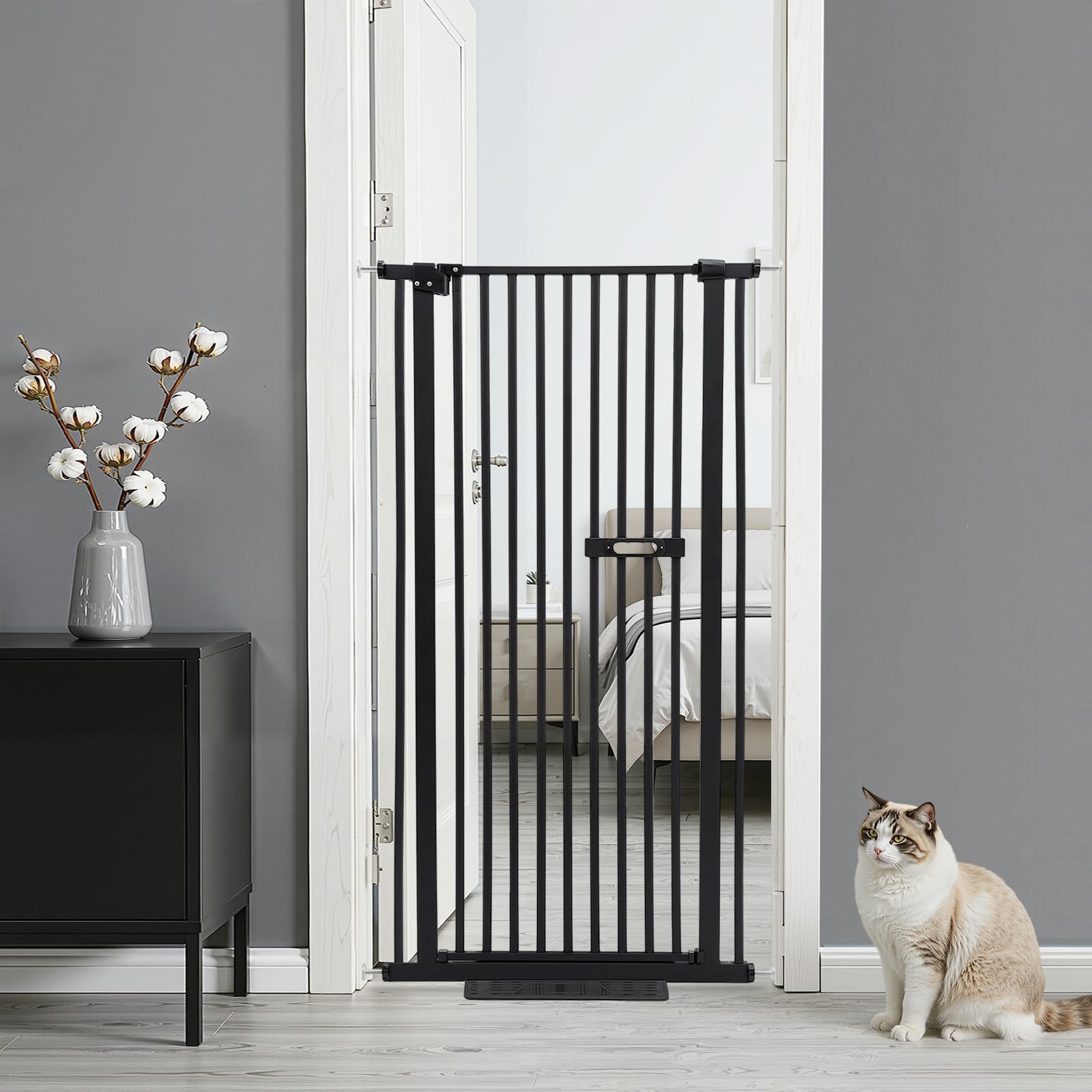 Griglia di protezione per cani, cancello di protezione per animali domestici, cancello extra alto, senza foratura, pieghevole, variabile, 73 – 80 cm