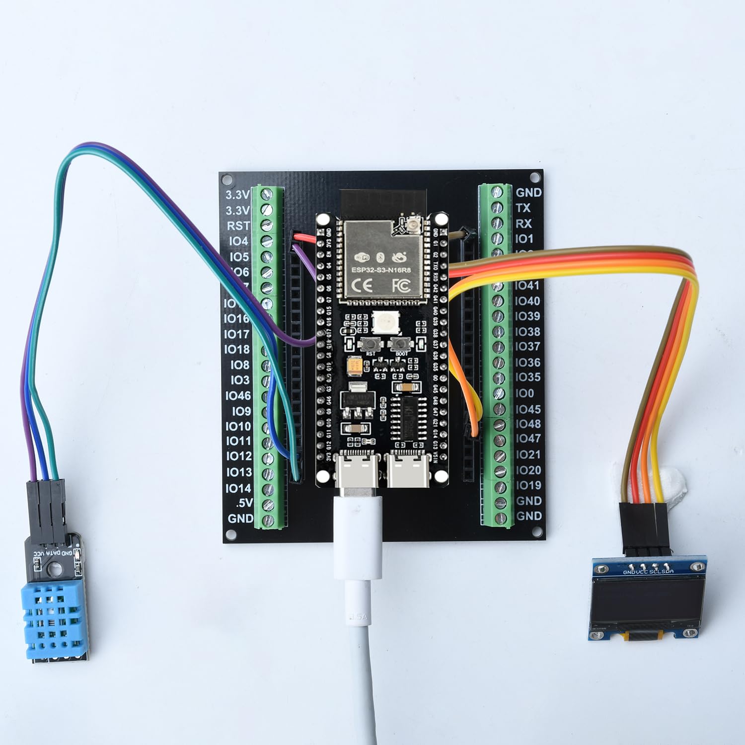 diymore 2 Unidades para módulo ESP32-S3 DevKitC-1 N16R8, Autoridad de expansión para agencias de Desarrollo, para Placa de Desarrollo ESP32 S3 1-N16R8 con WiFi, Bluetooth 5.0, Antena conectable USB C