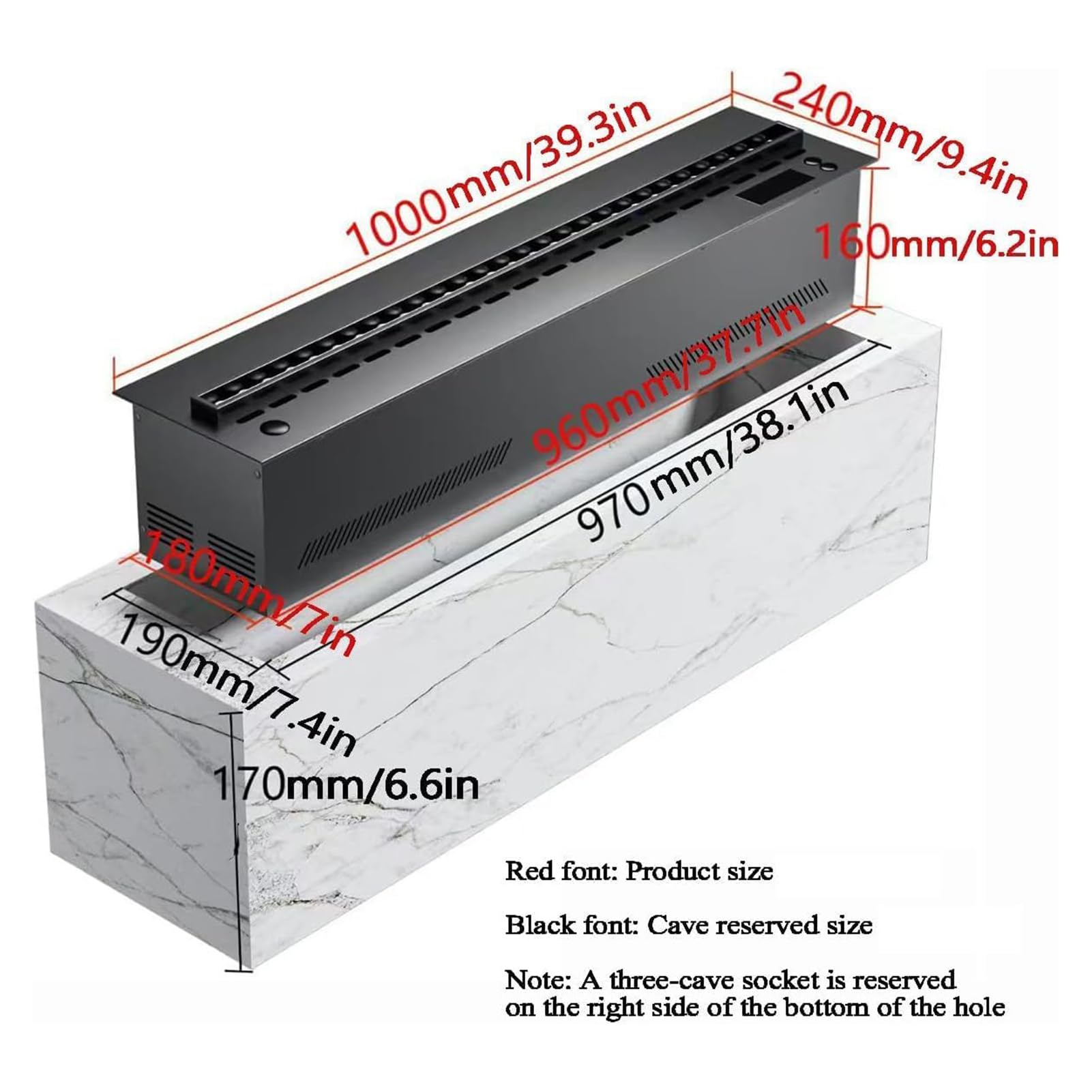 Elektryczny kominek parowy 3D, kominek elektryczny dekoracyjny nawilżacz parowy z płomieniem 3D rozpylacz parowy, ultracienki panel 3 mm, bez ogrzewania