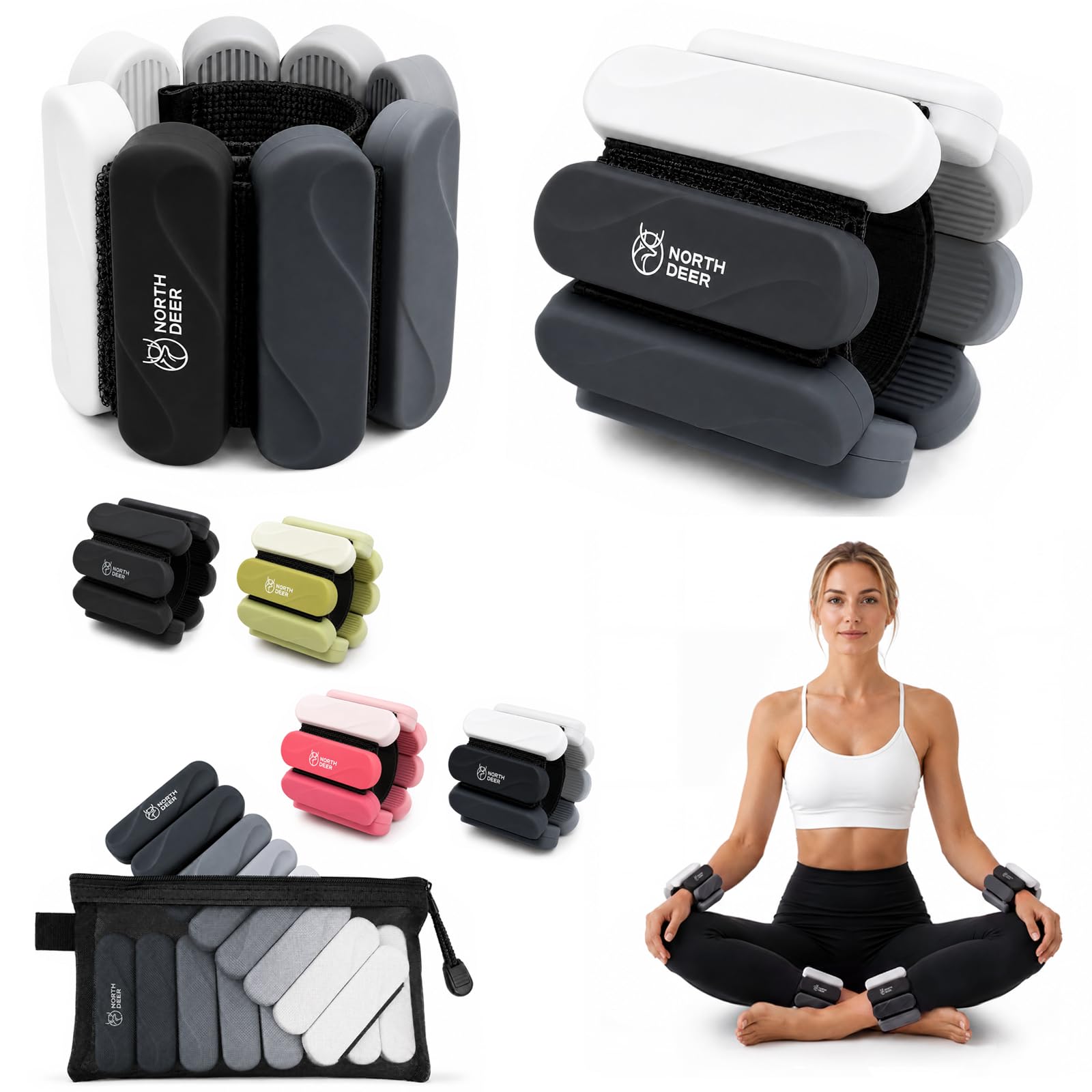 Northdeer Adjustable Ankle Weights Set for Exercise, 2 x 0.45kg,Black Ombre