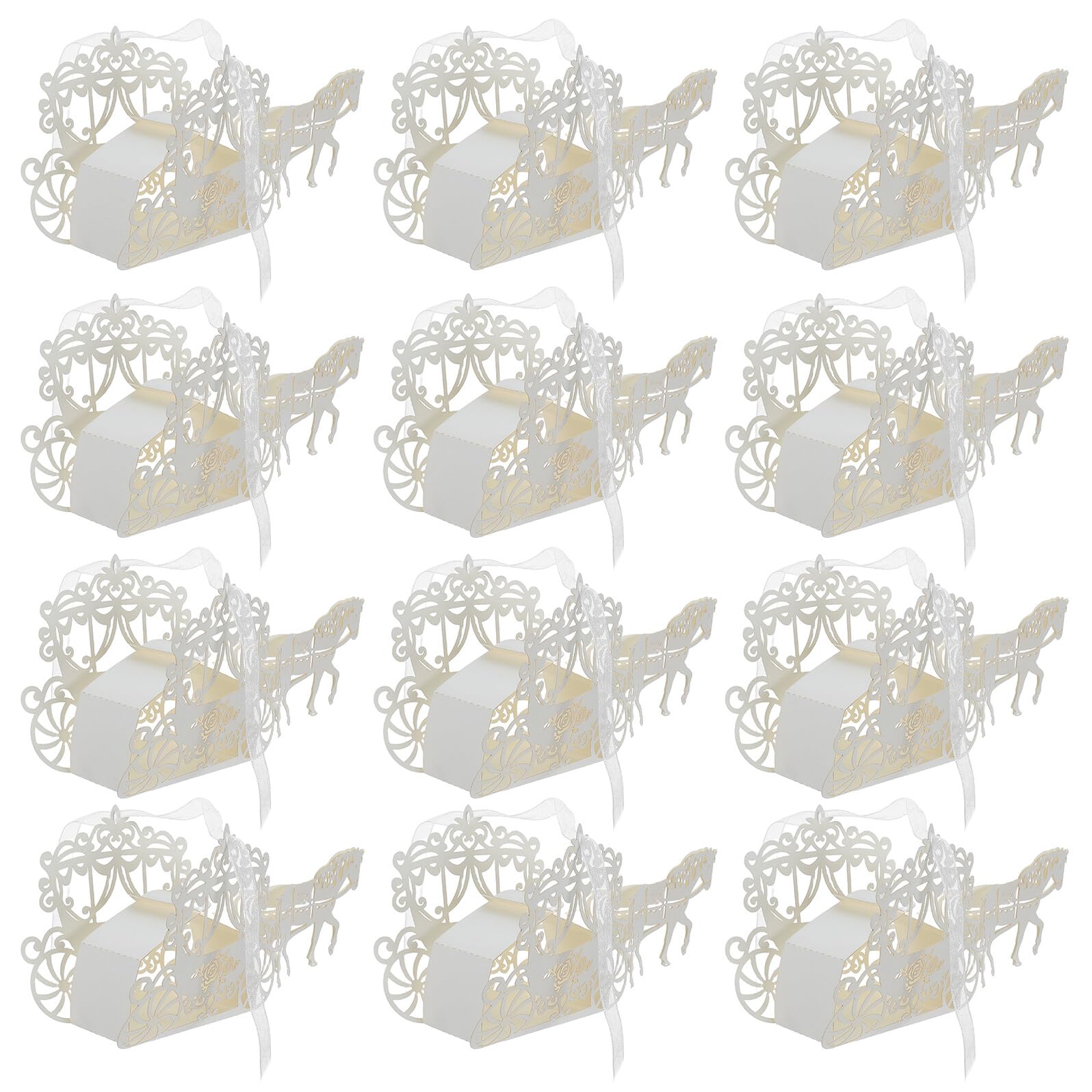 IMIKEYA 50pezzi Scatola Bomboniera per Nozze Confezione Elegante per Dolcetti Design Carrozza Scavata per Souvenir degli Ospiti Decorazioni Nuziali e Feste di Compleanno
