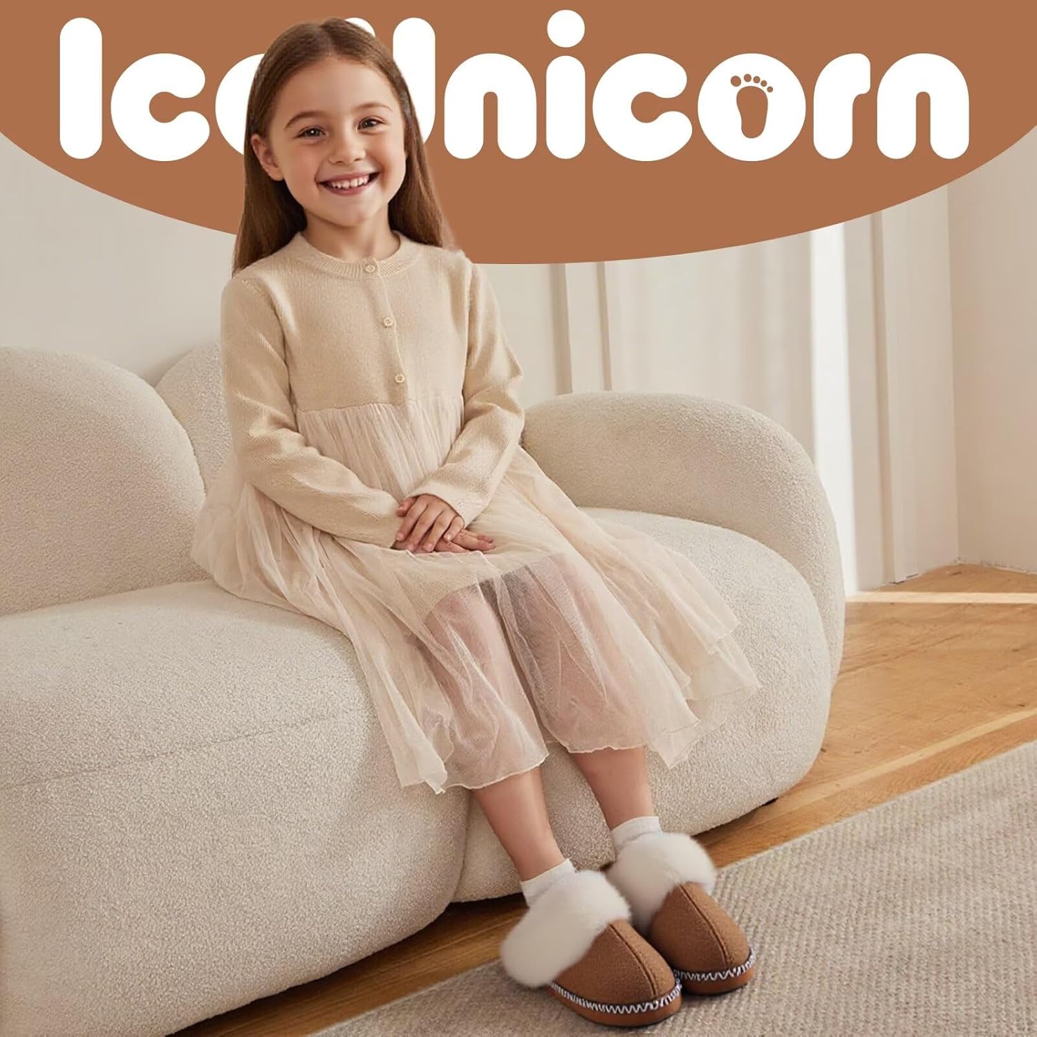 IceUnicorn Kids Slippers Girls Boys Fuzzy House Shoes Warm Memory Foam Slippers Bedroom Slides for Indoor Outdoor - Image 5