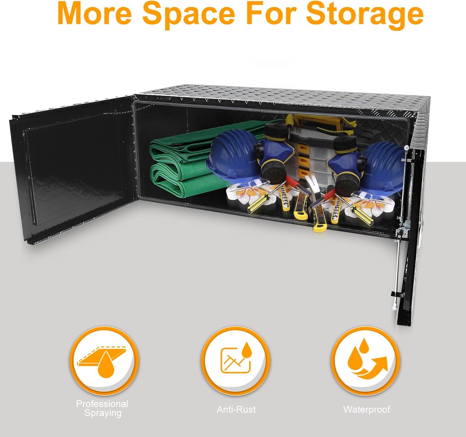 60 Inch Underbody Truck Box Aluminum with Barn Door,60" x 18" x 24" Tool Storage Organizer Toolbox For Pickup,Truck Bed,Van,Trailer,Heavy Duty Waterproof Black box