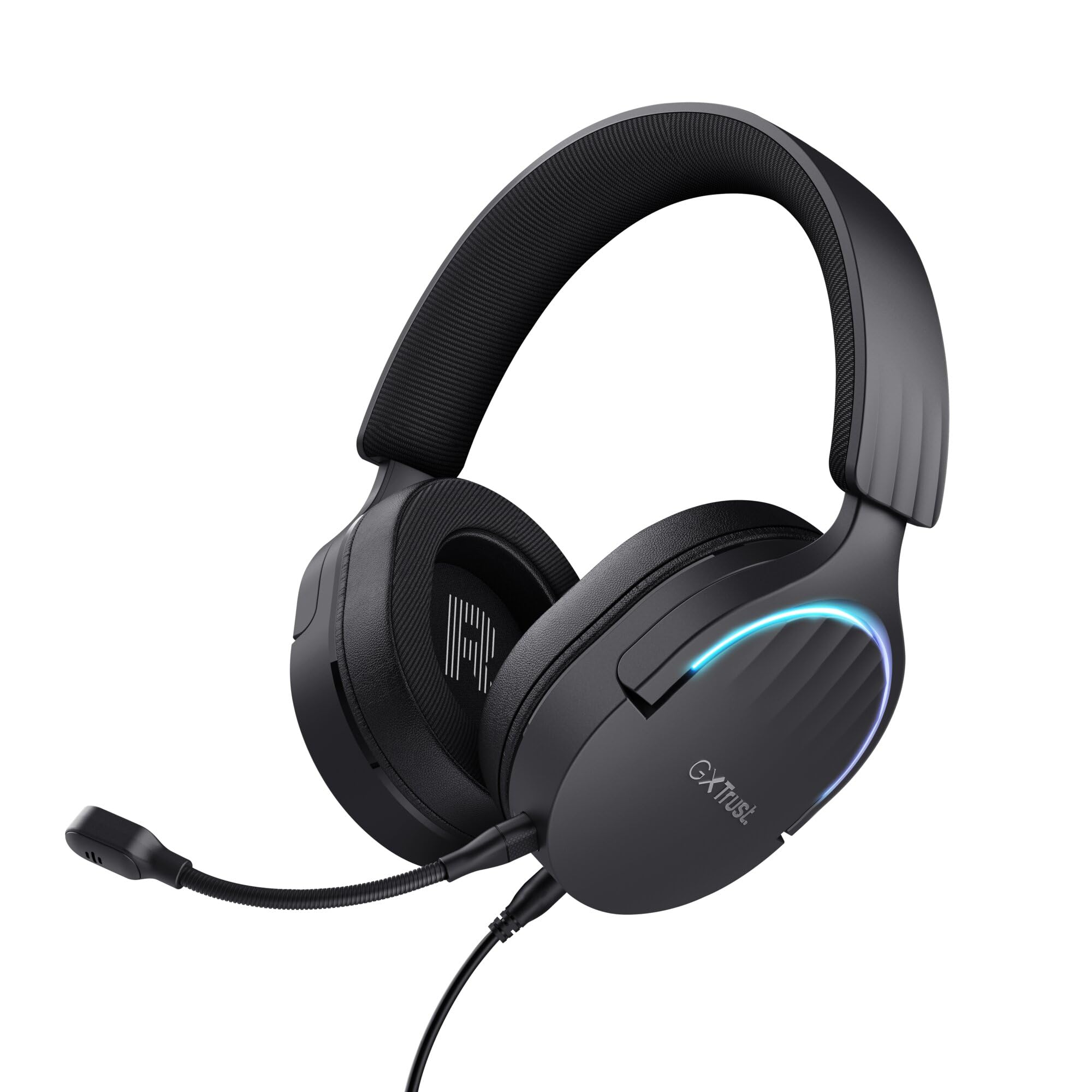 Trust Gaming GXT 490 Fayzo Casque Gaming USB Son Surround 7.1, Pilotes 50mm, Éclairage RGB, 85% Plastiques Recyclés, Casque Gamer Filaire Over-Ear pour PC PS5, Microphone Antibruit - Noir