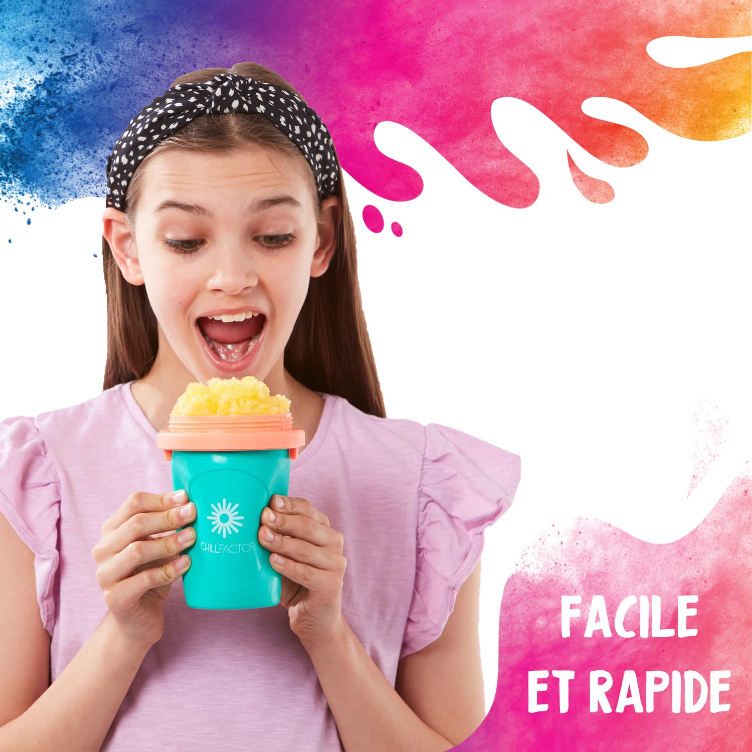 BANDAI - Chillfactor - Mug à granité fourni avec paille - Couleur aléatoire, Vendu à l'unité - Fabrication de Glaces maison - Atelier Cuisine Créatif pour Enfant 3 ans et plus - Atelier Granita