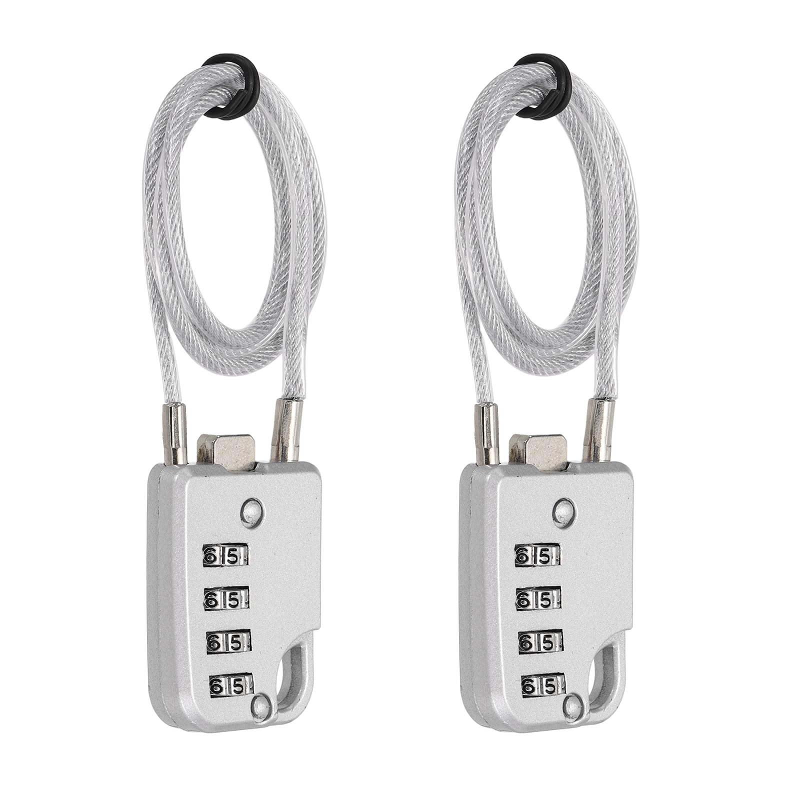 Cadenas à combinaison en alliage de zinc robuste lot de 2 finitions gris argenté