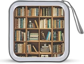 Retro Bookshelf CD Case 40 Capacity Protective DVD Cases with Zipper Portable CD Collection Bag DVD Boxes Holder with Handle for Movie Blu Ray Audio Disk Music
