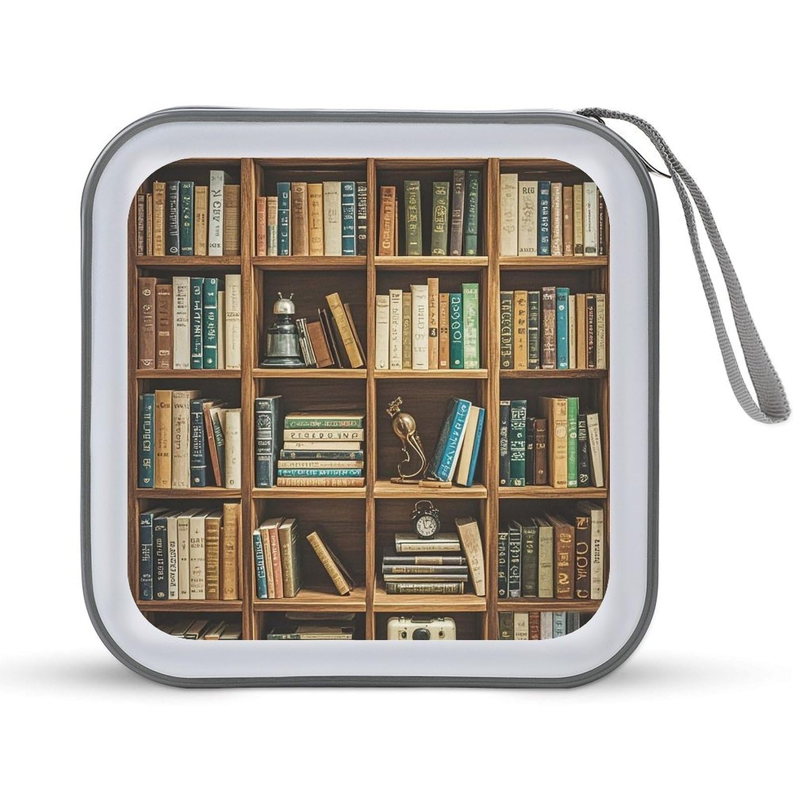 VstaDank Retro Bookshelf CD Case 40 Capacity Protective DVD Cases with Zipper Portable CD Collection Bag DVD Boxes Holder with Handle for Movie Blu Ray Audio Disk Music