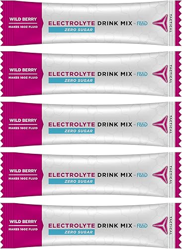 Fluid Tactical - Cero azúcar, polvo de electrolitos cetogénicos, paquetes de hidratación, fabricados en Estados Unidos (Wild Berry, 25 unidades)