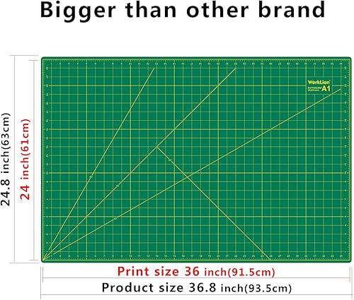 Vista 15 de WORKLION Alfombrilla de corte de PVC autocurable de 12 x 18 pulgadas, doble cara, tabla de cortar giratoria a cuadrícula para manualidades, tela