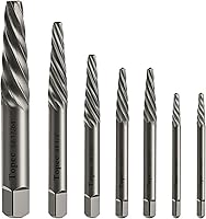 TOPEC 7-Piece Damaged Screw Extractor Set - Easy Out Bolt Extractors for Stripped Screws, Broken Bolts, Rusty Studs | CR-MO Steel Grip