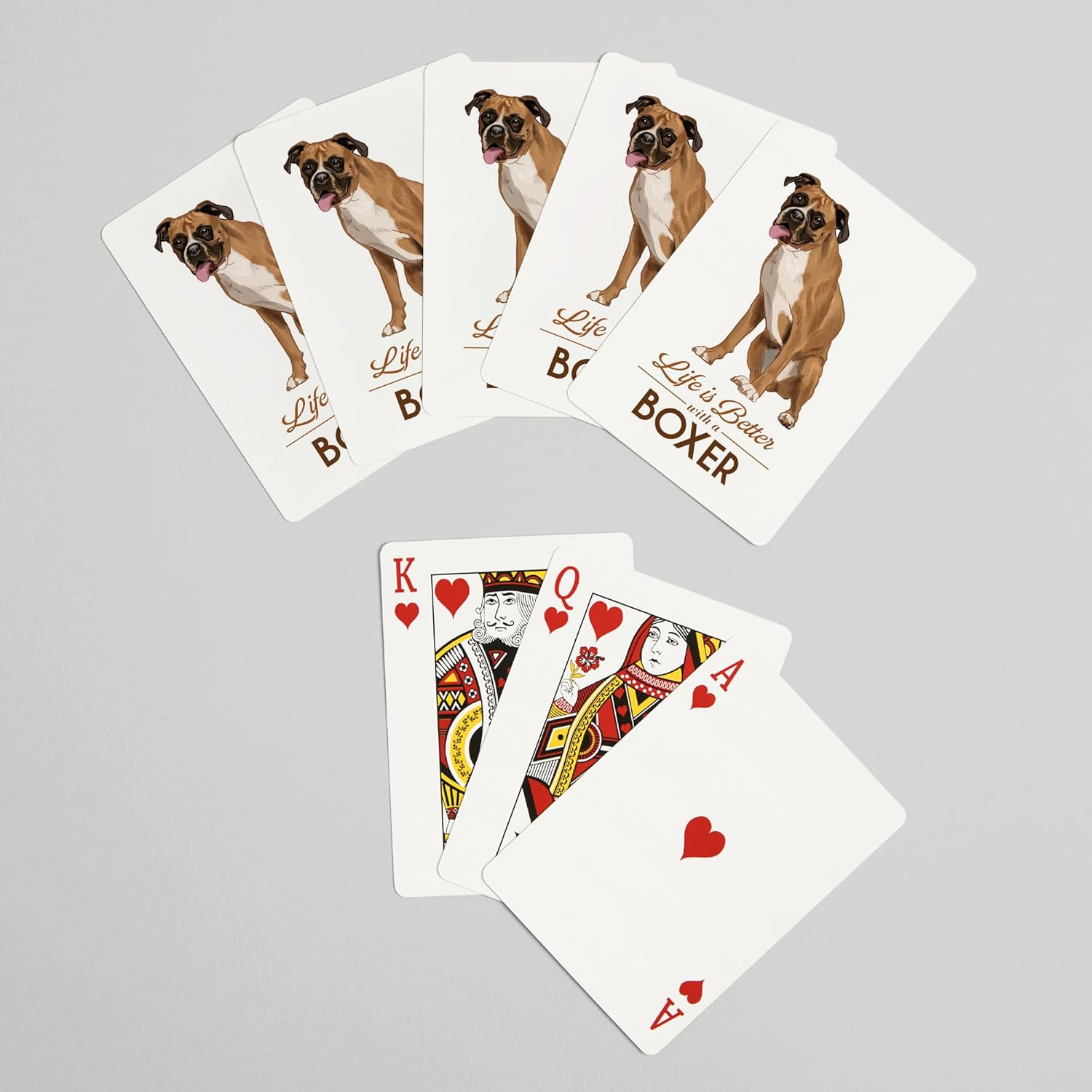 Lantern Press Boxer, Life is Better, White Background, 52 Playing Cards for Adults, Poker Size Card Deck