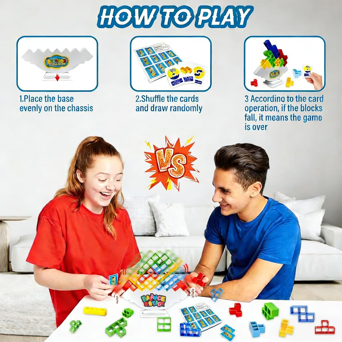 EduPlayte 64PCS Stack Game for Adult & Kids, Tetra Board Tower Games for Family Travel Party family games, Team Toys Building Block - Image 4