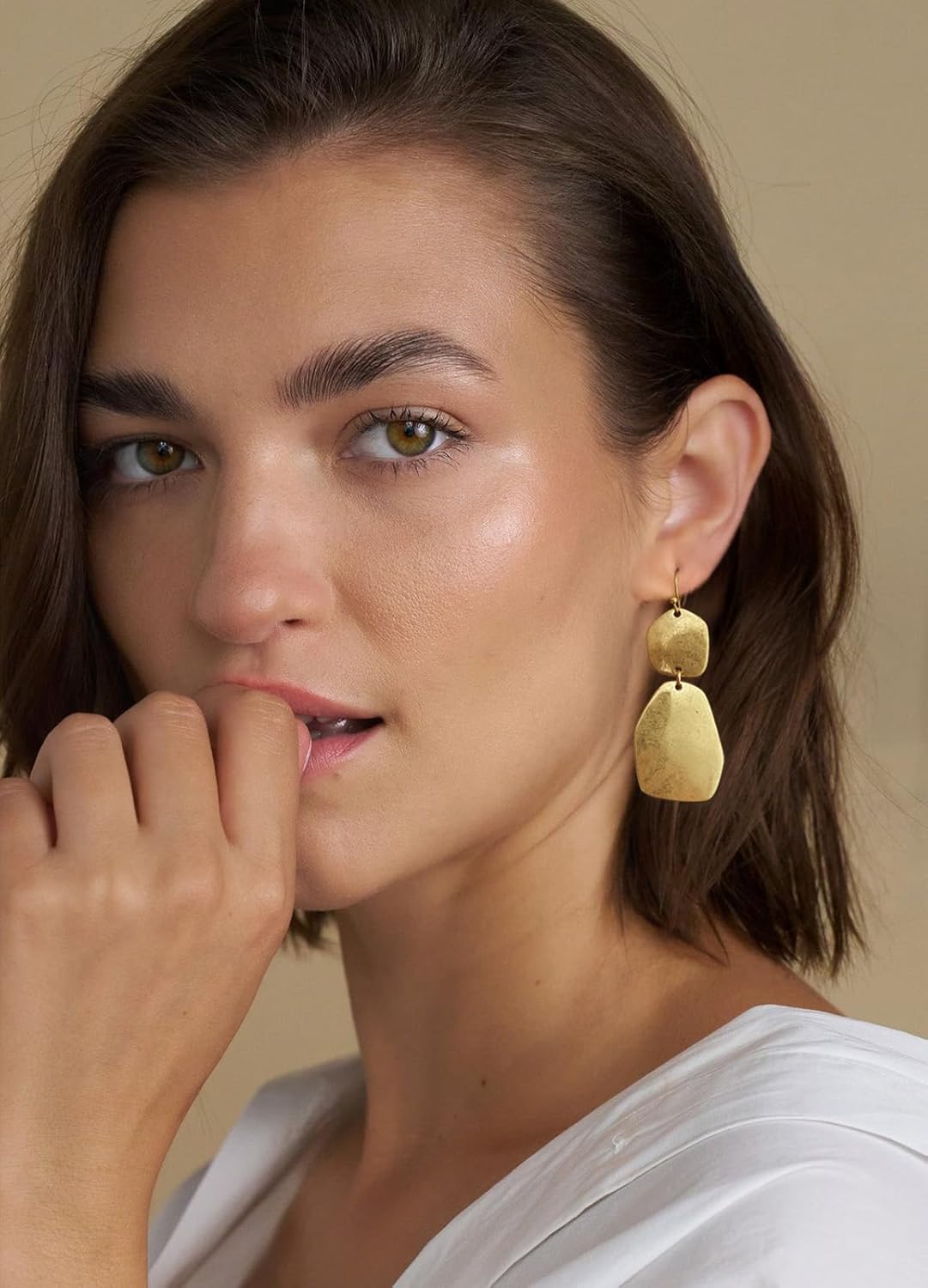 Gold Dangle Earrings for Women Trendy Vintage Gold Chunky Geometric Drop Hypoallergenic Statement Earrings for Vacation - Image 7