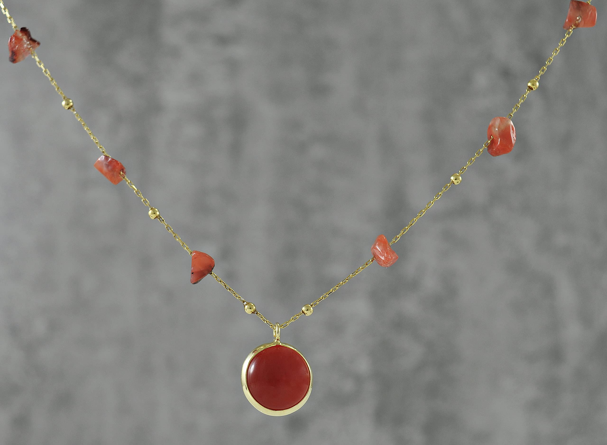 Goldkette Damen 925 - Achat - Heilstein - Kette - Halskette Braun - Damen - Geburtstag - Vergoldete Kette 45 cm - Geschenk für Sie - Schmuck Geschenk - Handmade