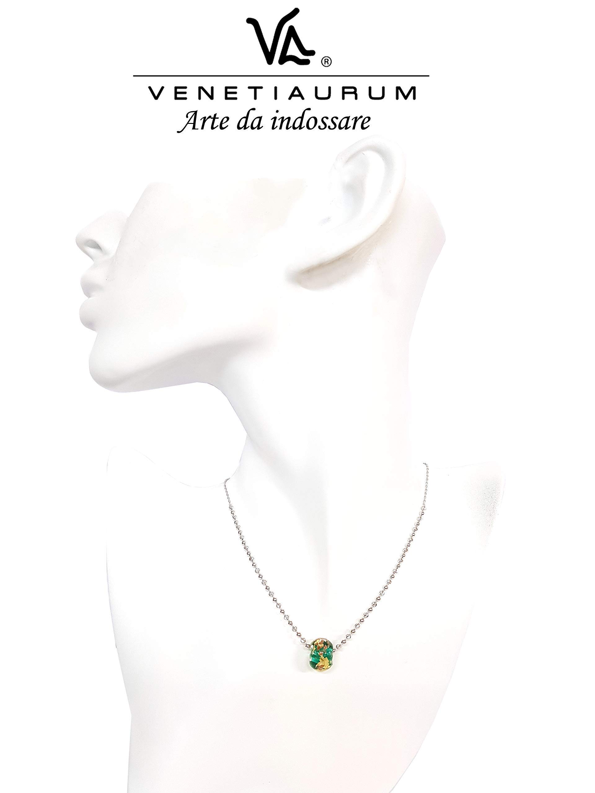 Venetiaurum - Collana per Donna In Argento Con Charm In Vetro Artistico Di Murano - Gioiello Made In Italy Certificato