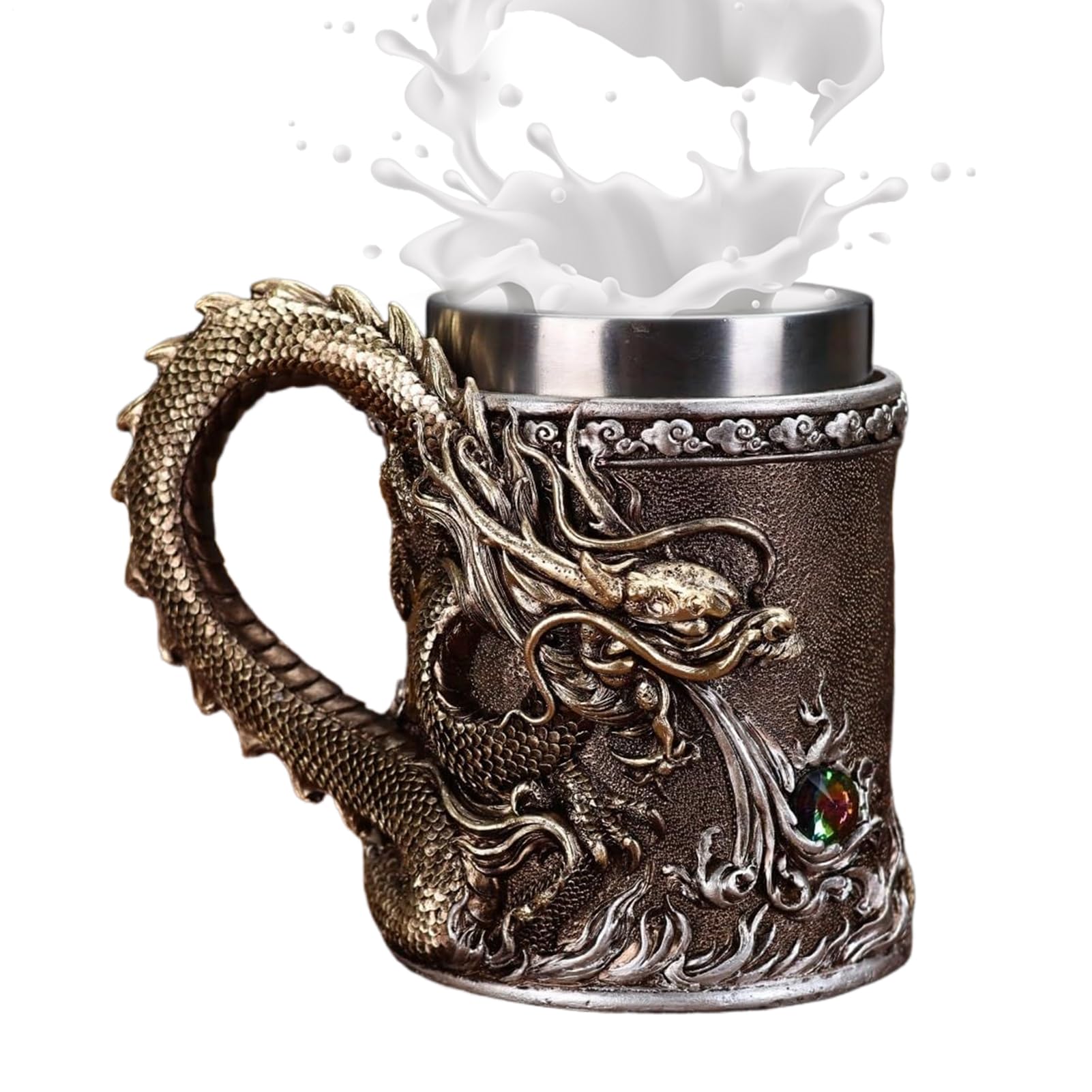 Taza de dragón estilo retro chino en relieve para café y té