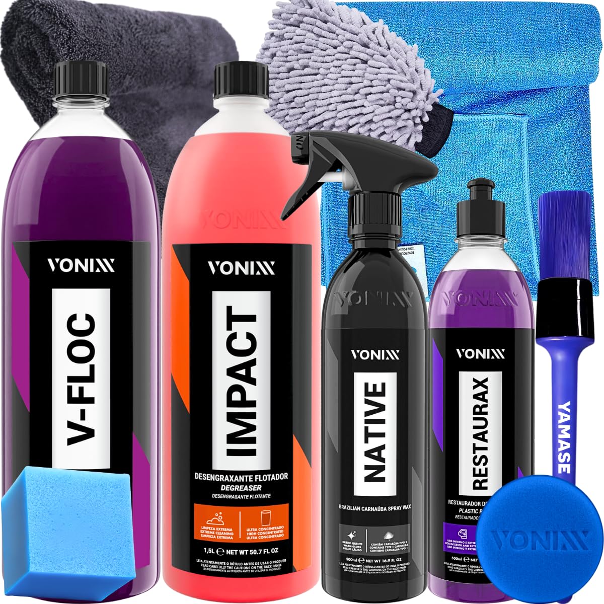 PARABIO AC WASHING & CLEANSING セット Kit Para Lavar Carro Moto Caminhão Shampoo Cera Luva Toalha Pincel