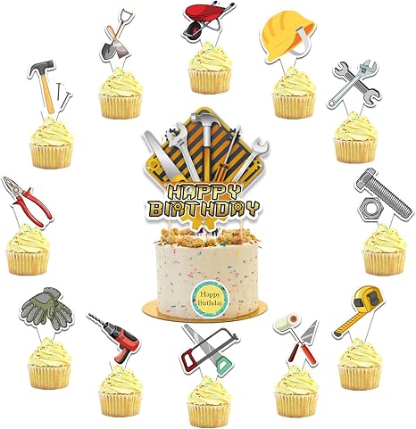 25 Pcs Tools Cake Topper Cupcake Toppers Tools Cake Decorations for ...