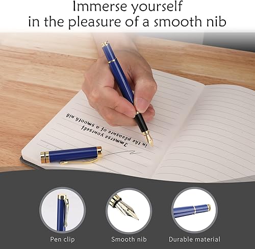 Vista 34 de Tiankool Pluma estilográfica de lujo, punta fina, exquisito juego de regalo para hombres y mujeres, incluye 10 cartuchos de tinta y convertidor