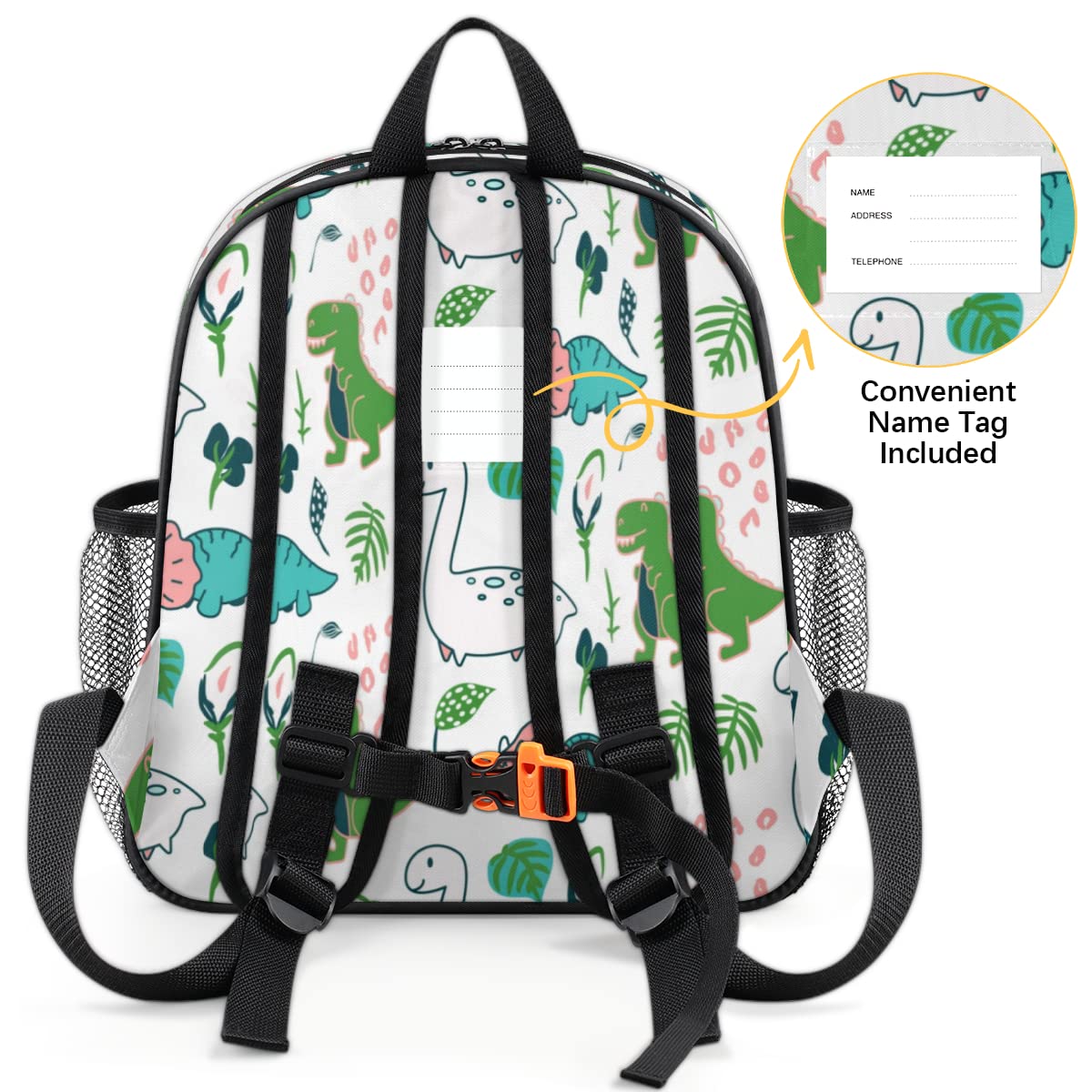TropicalLife Słodkie Kawaii Dino dziecięce plecaki dla chłopców dziewczynek, zabawny dinozaur malucha lekki plecak do szkoły przedszkola torba na książki, wielobarwny