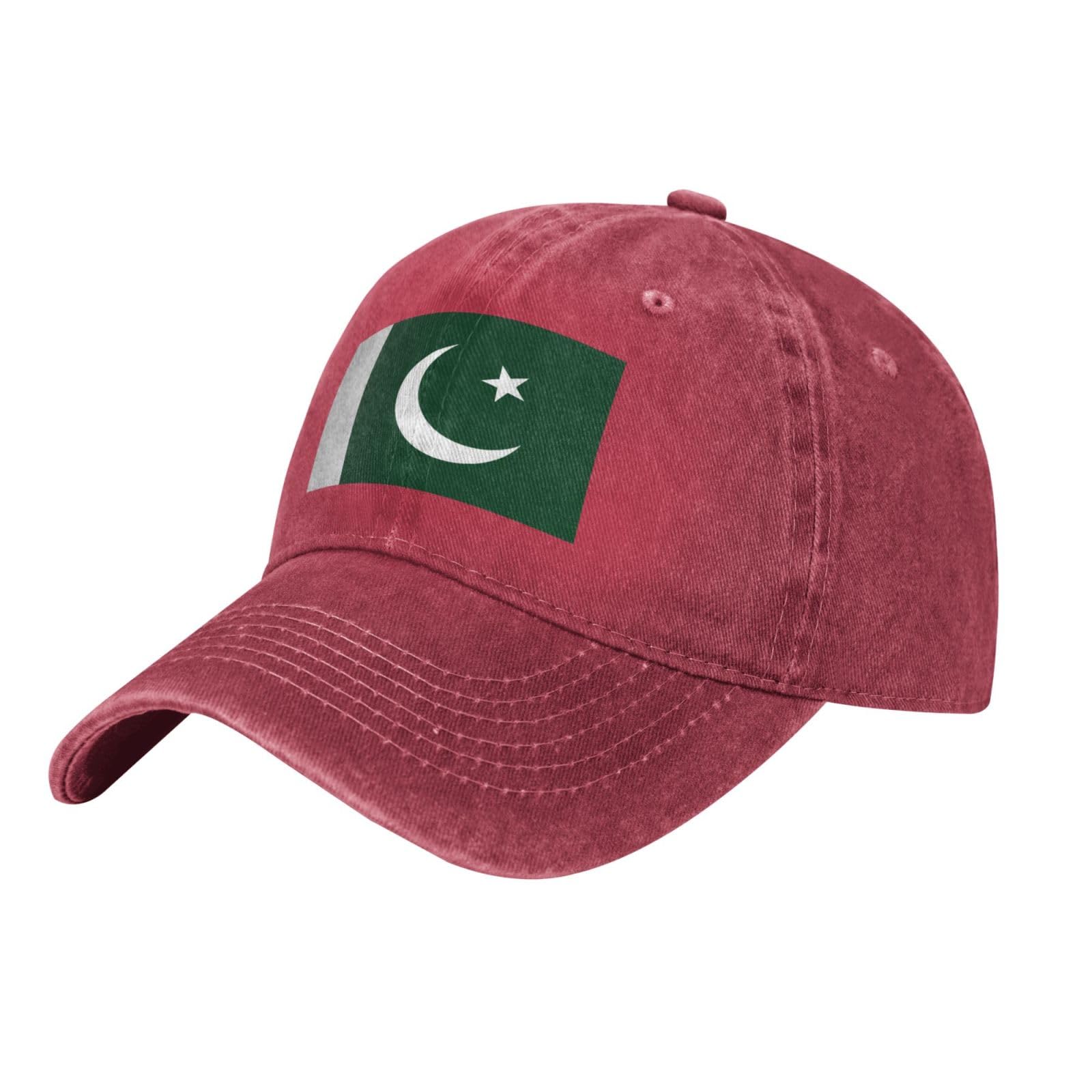 Hjfczh Unisex Red Cowboy Baseball Cap Flag Of Pakistan Picture Adjustable Cotton Hat Classic Curved Brim