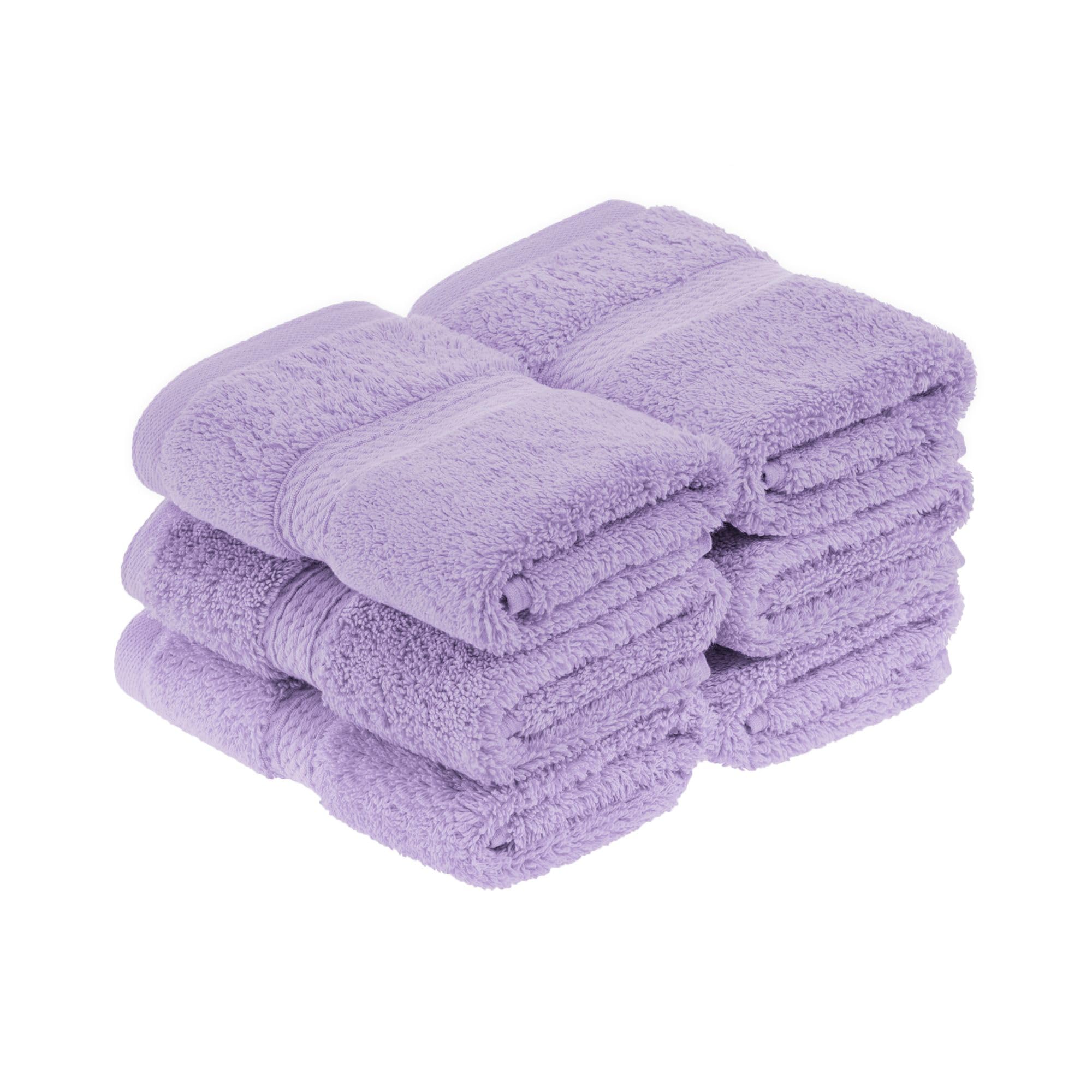 Superior Egyptian Cotton Plush & Absorbent, Face Towel Set of 6, Purple | Quick Dry, Soft Luxury Towel Set, Bath Essentials for Bathroom, Guest Bath, Spa, 2 Piece Face, Madeline Towels