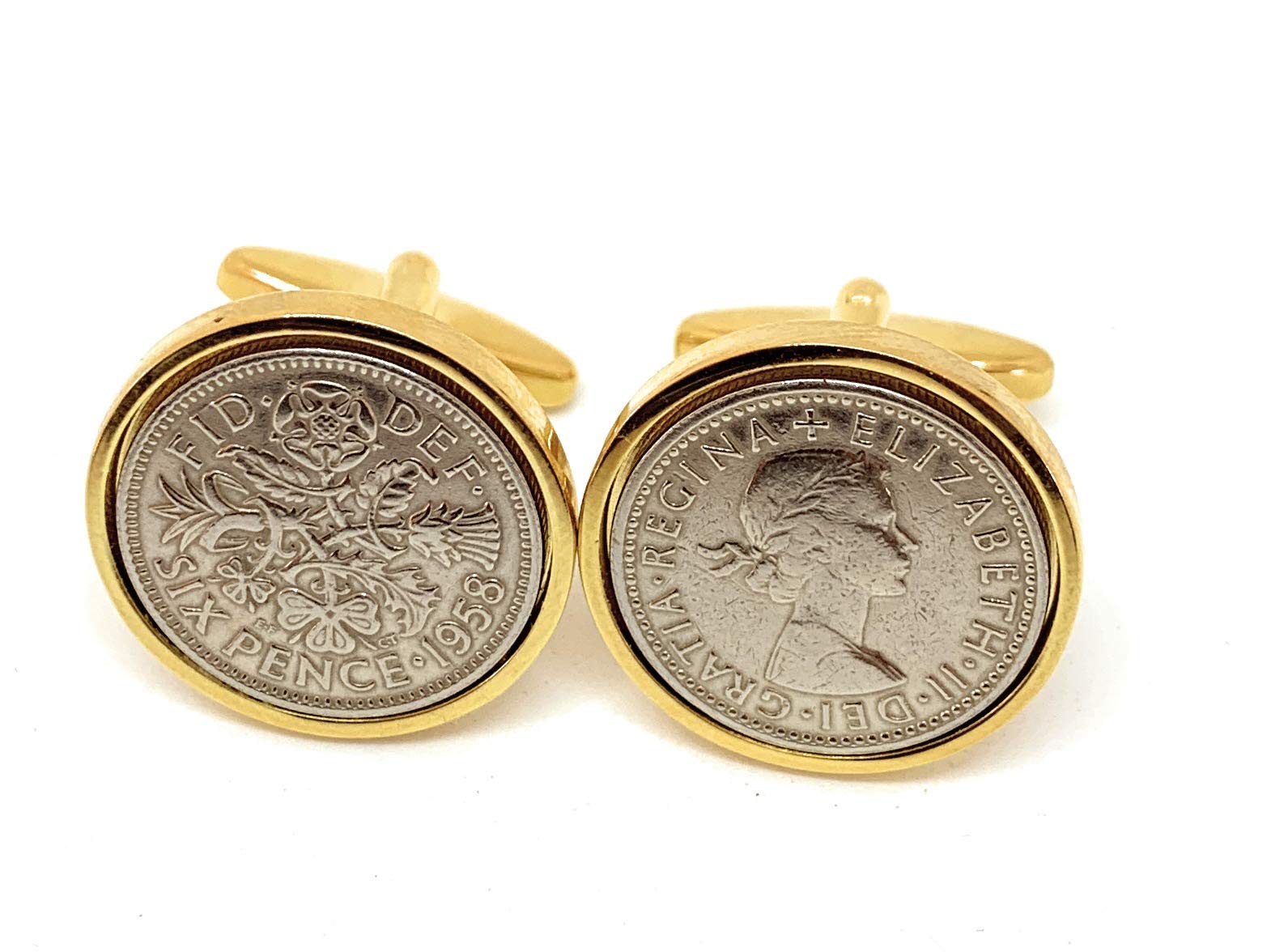 Premium 1958 Original Lucky Sixpence 6d birthday/Anniversary Cufflinks ideal for a 67th birthday HT GLD