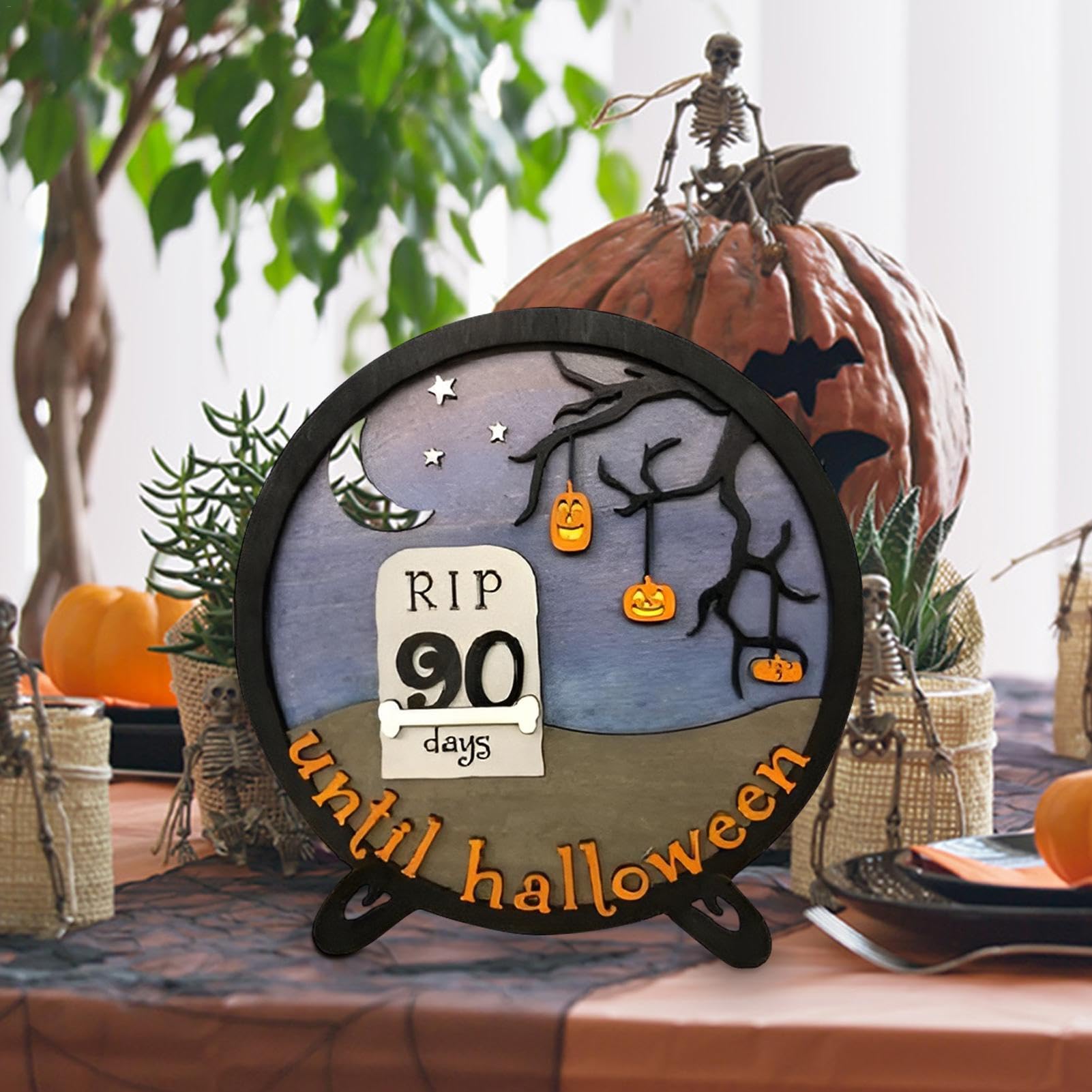 Halloween Countdown-Kalender Für Die Innendekoration – Mit Beweglichen Zahlenblöcken, Geister-Ornament & Boo-Schild