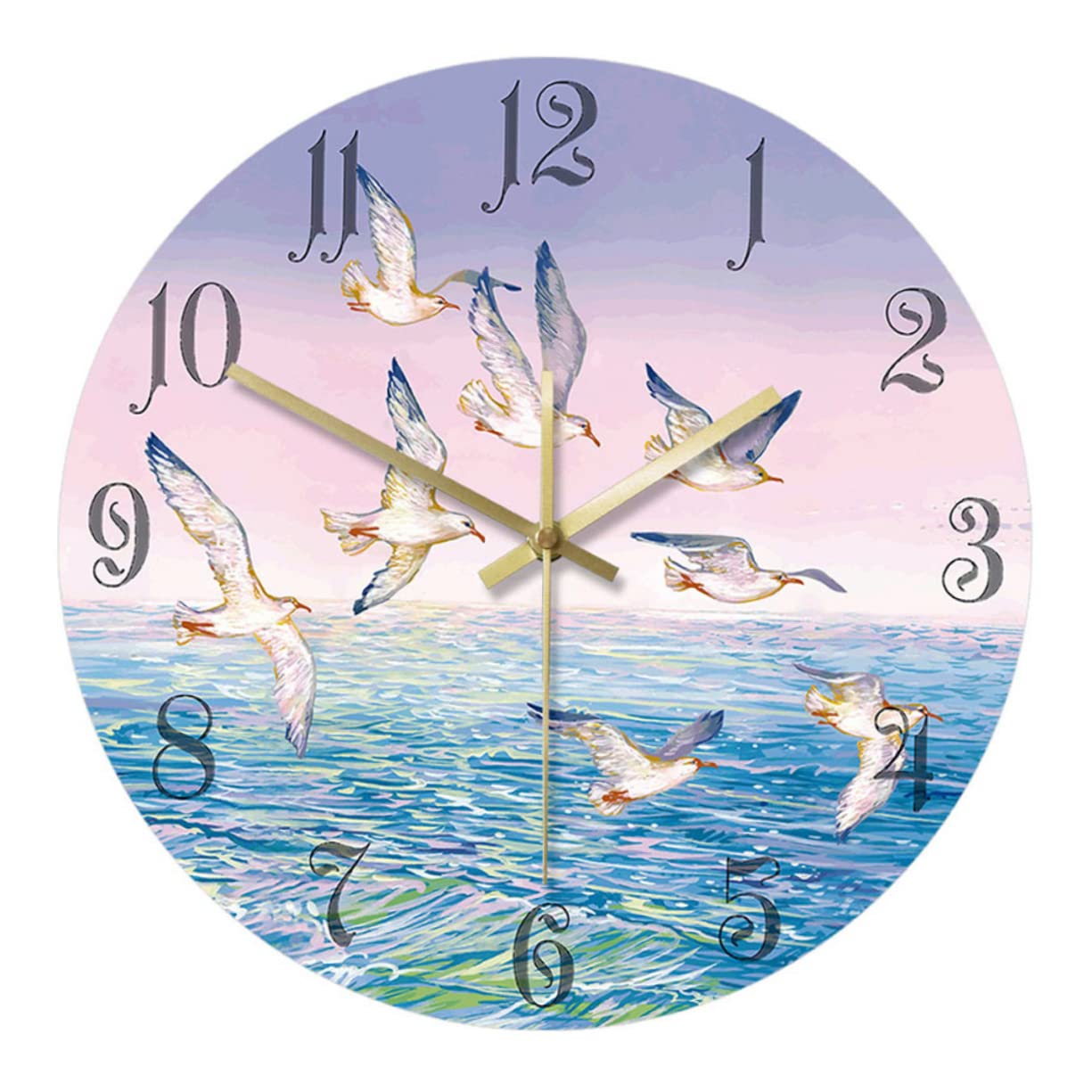 Horloge murale acrylique design goéland, pendule décoratif et silencieux pour salon et bureau.
