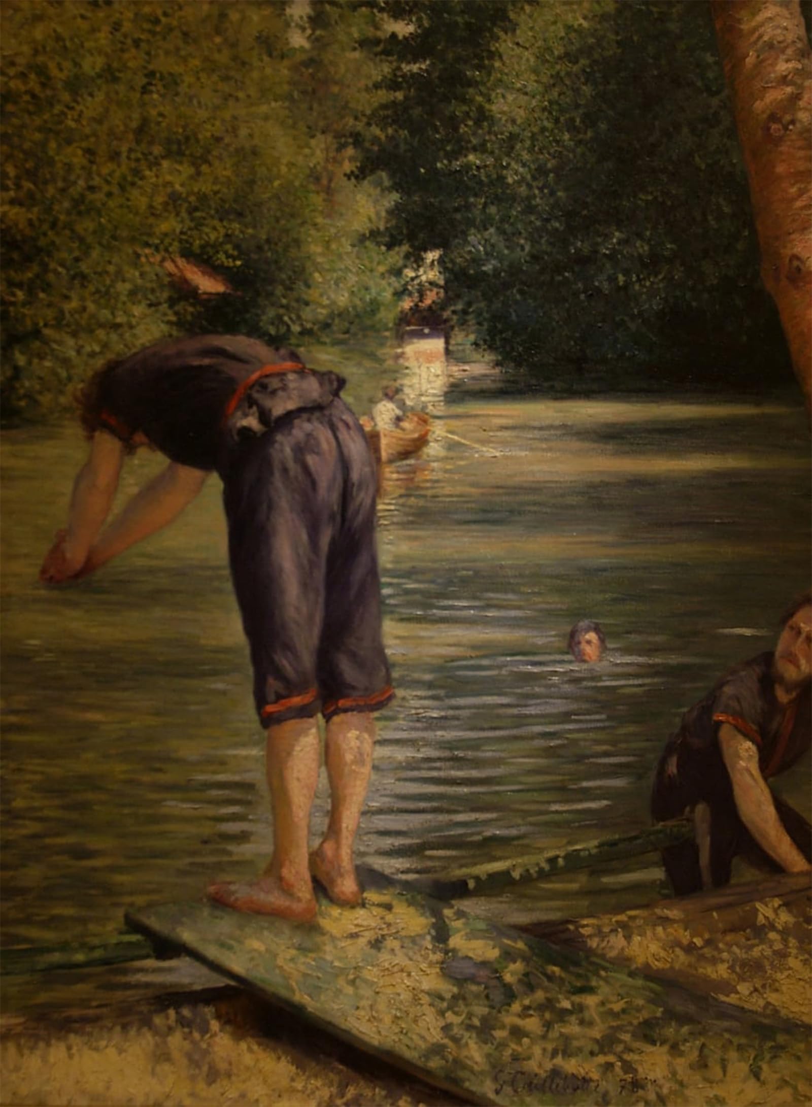 ARTXLXXBN Famous Print Painting Colorful Art Print Bathers on the banks of the Yerres by Gustave Caillebotte Canvas Art Decorations for Home Decor 60x90cm