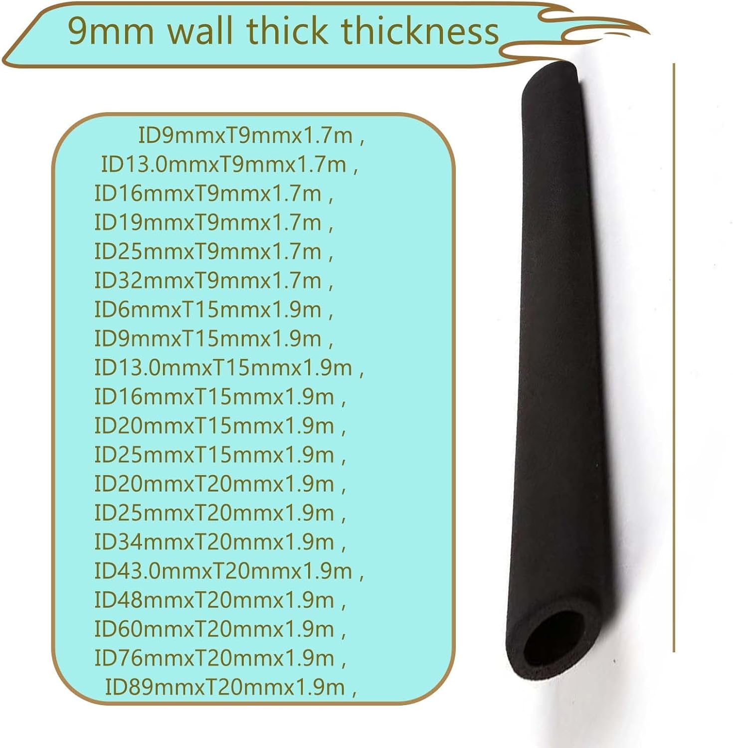 15mm Pipe X 25mm Thick，Foam Insulation Lagging，Frost Protection Sponge Protective Sleeve，for Antifreeze Insulation, Handle Grip，Soft Flexible Pipe Foam Insulation(ID60mmxT20mmx1.9m)