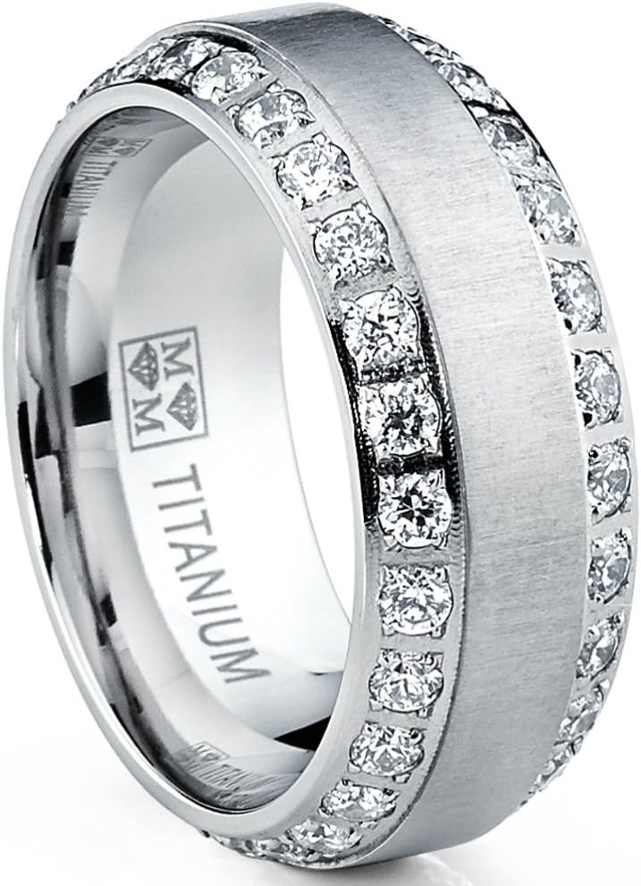 Titanium Engagement Rings for Men Wedding Cubic Zirconia Fashion Jewelry Luxurious Gift (10.5)