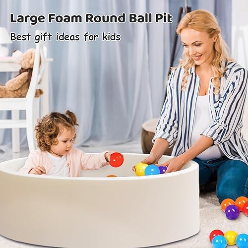 Miniatura 35 de Piscina de pelotas para bebés para niños pequeños, 35.4 x 11.8 pulgadas, piscina de bolas redondas suaves para bebés, corralito de juegos para gris