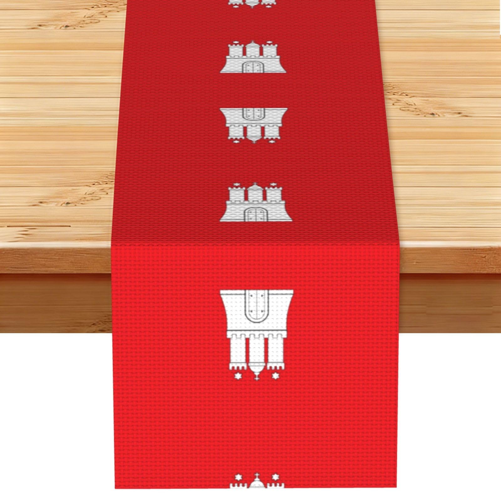 Hgiuydrd The Hamburg Flag Print Table Runner World Cup-Themed Dining Table Decor For Coffee Dining Table And More