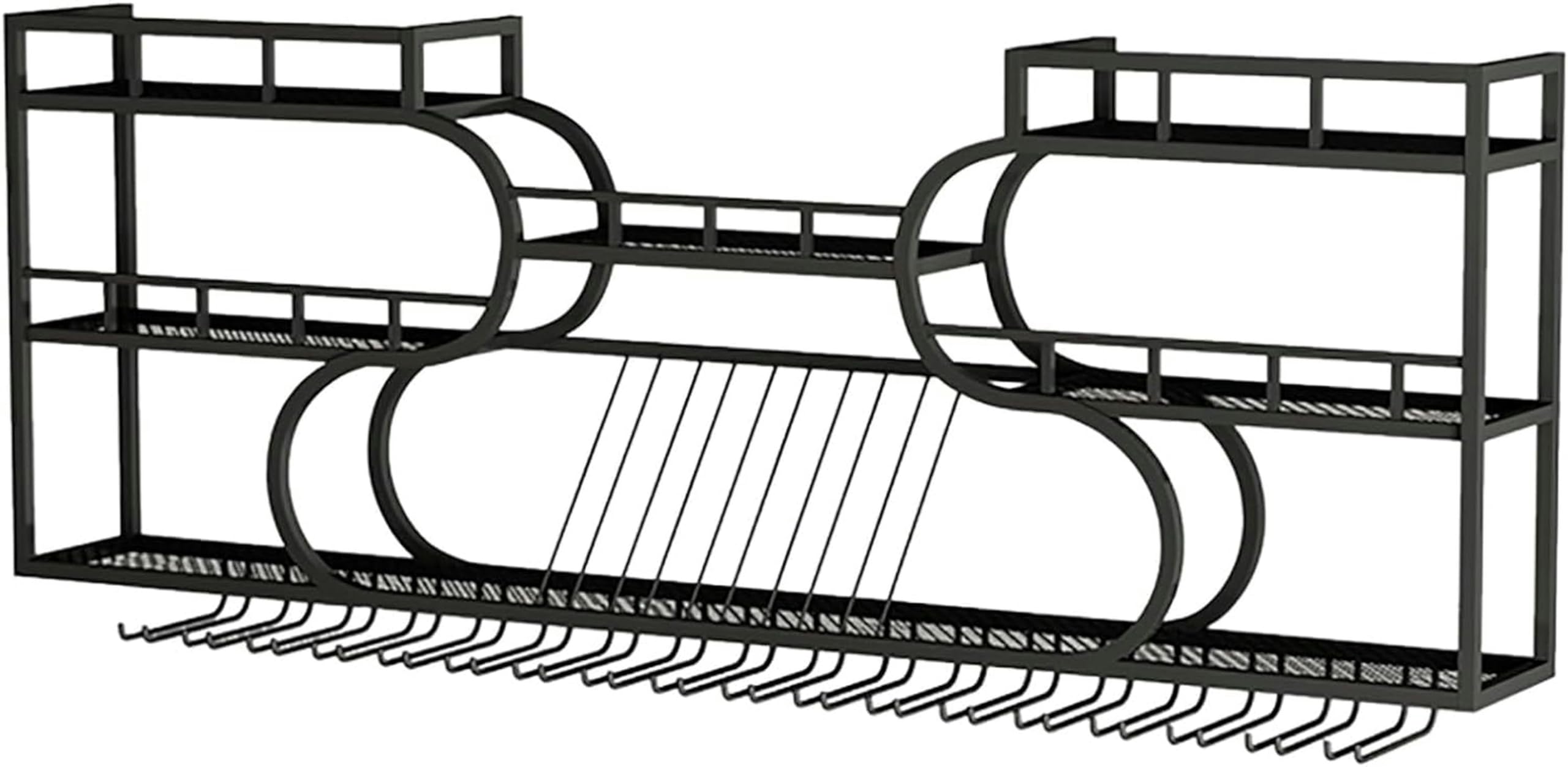 Armadietto Porta Bottiglia Di Vino Mensola Da Parete In Metallo, Metallo Scaffale 3 Livelli, Portabicchieri Da Vino, Mensole Mensola Multifunzionale Da Parete, Per Ristoranti/barre/casa Cucina/Bar ( C