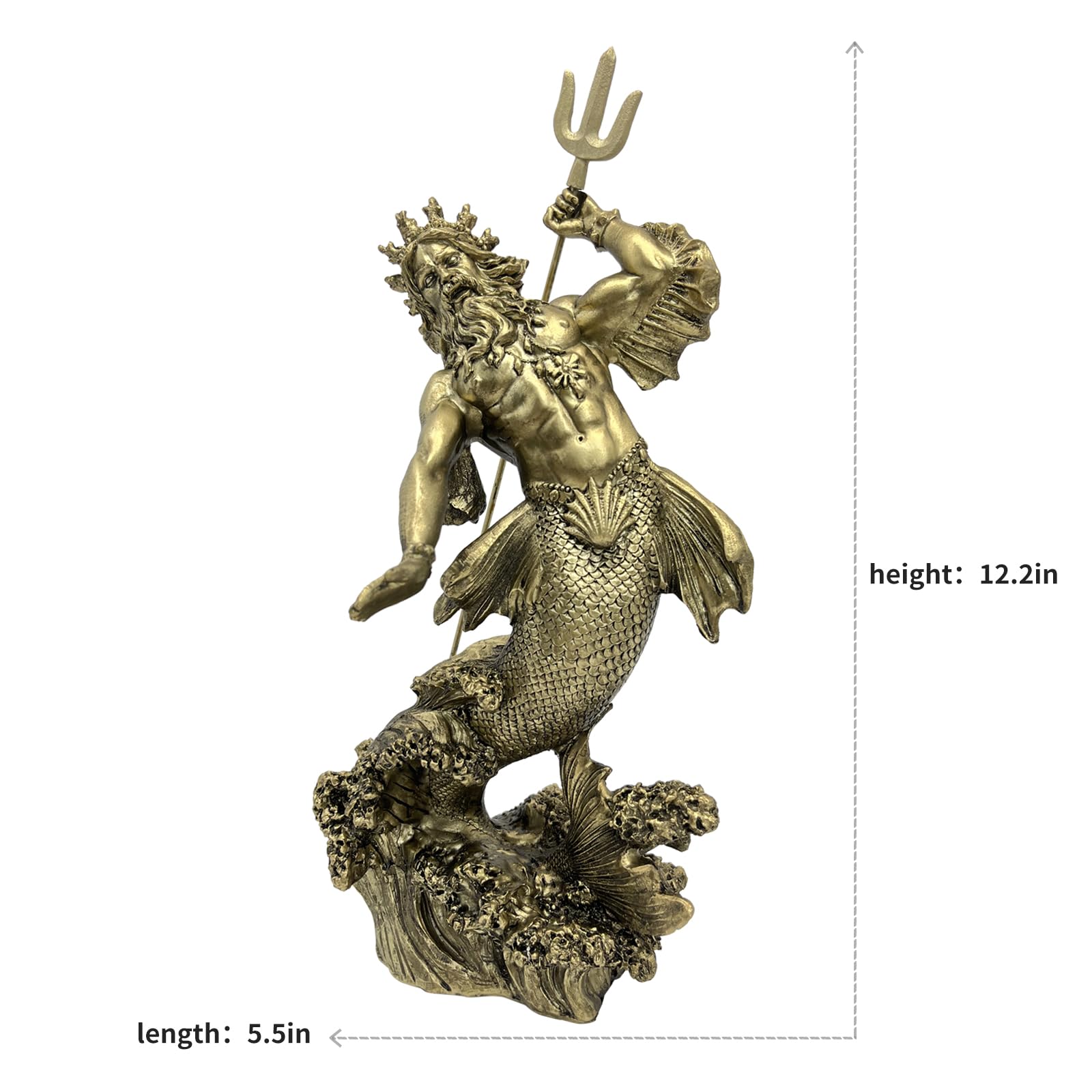 Relxhmft 12.2 Inch Greek Mythology Poseidon Statue,Resin Greek God