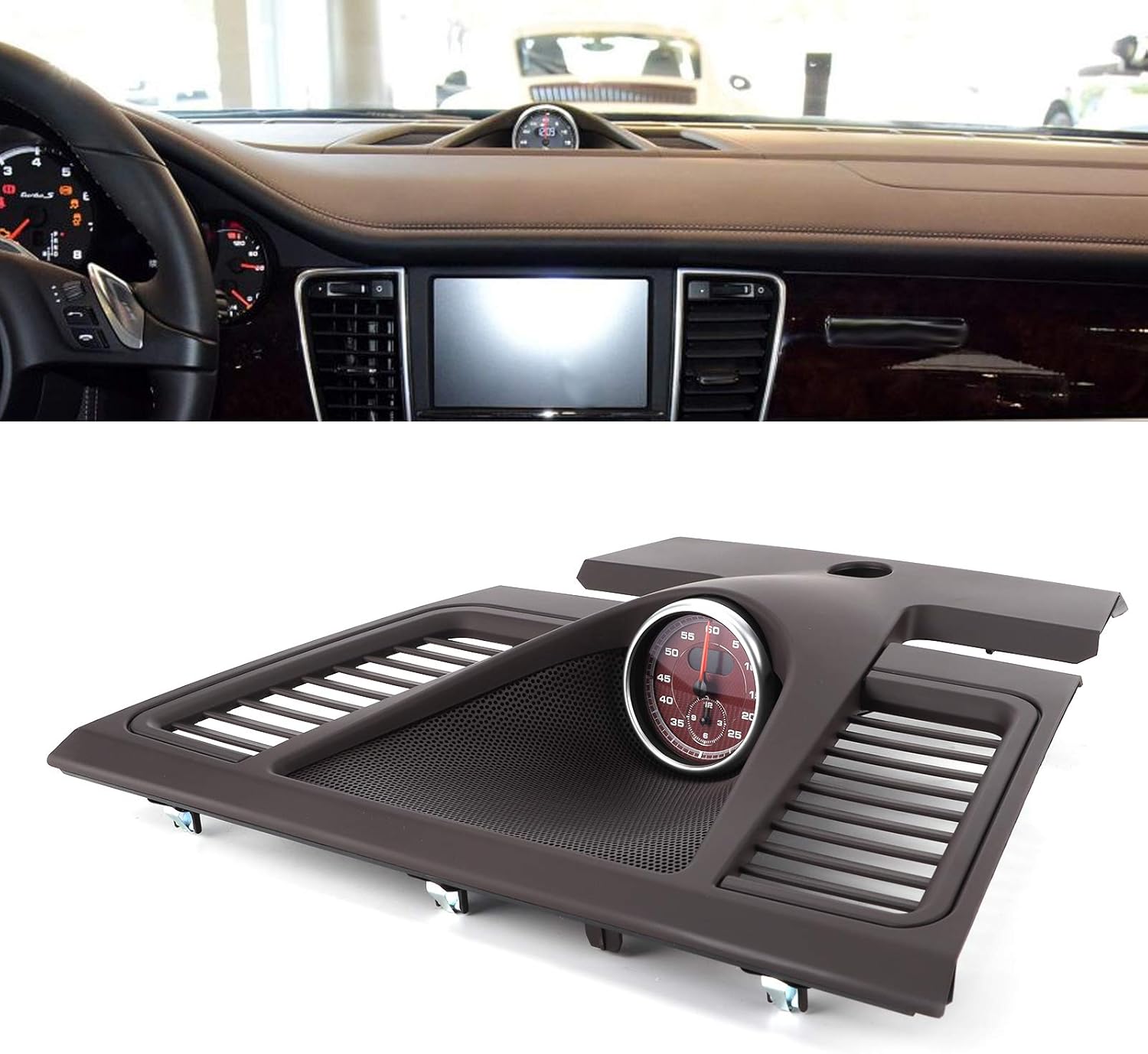 aqxreight Car Clock for Dashboard, Universal Decorative Automotive ABS Center Dashboard Clock Display Surround Trim with Stopwatch 970 552 151 01 Fit for Home Boat Truck SUV Car