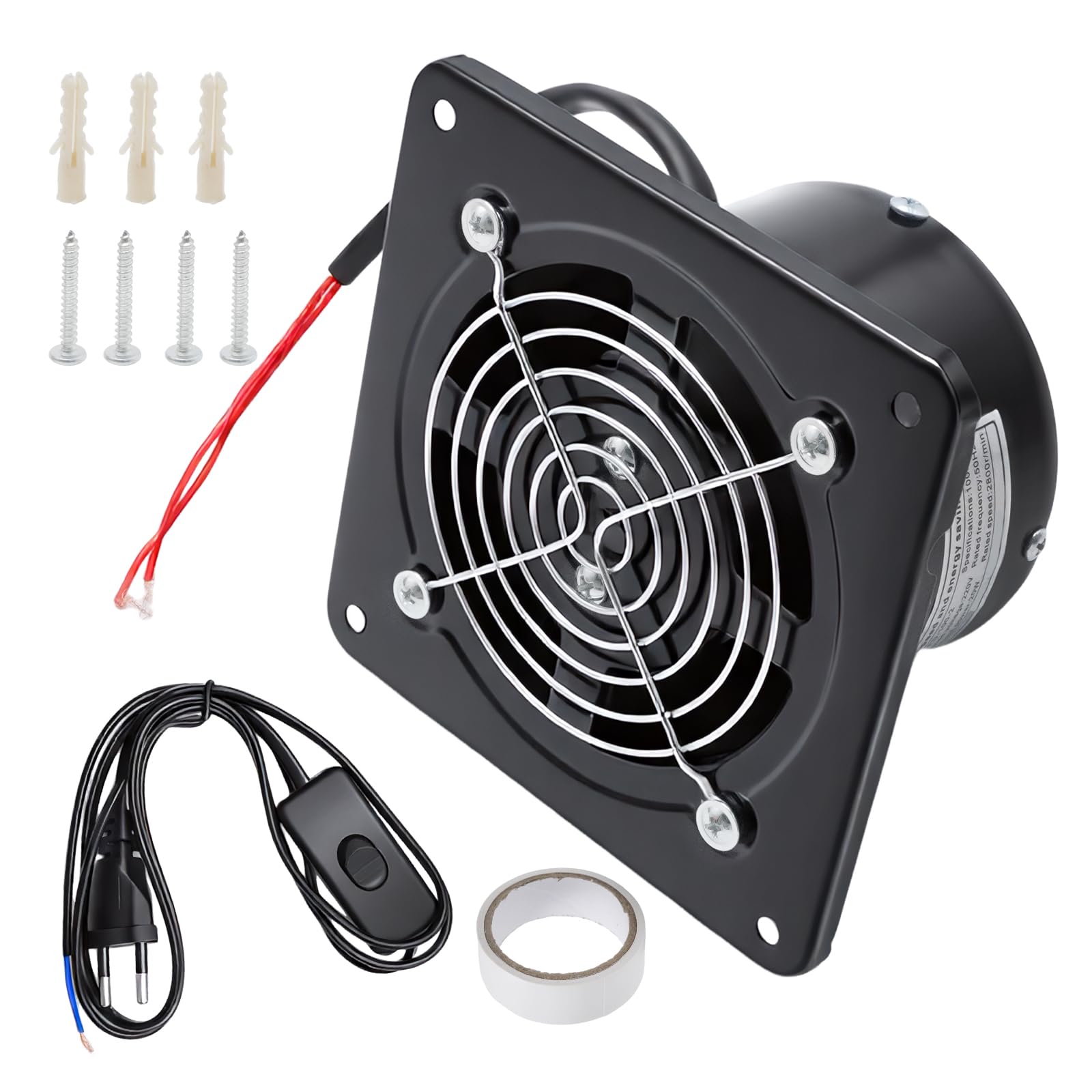 MospdyGear Shed Ventilation Kit, Heavy-Duty 4 Inch/100 mm Ventilation Fan with Switch, 140m³/h Easy Wall or Window Installation, Ideal for Commercial Kitchen, Restaurant Hood, or Garage Ventilation