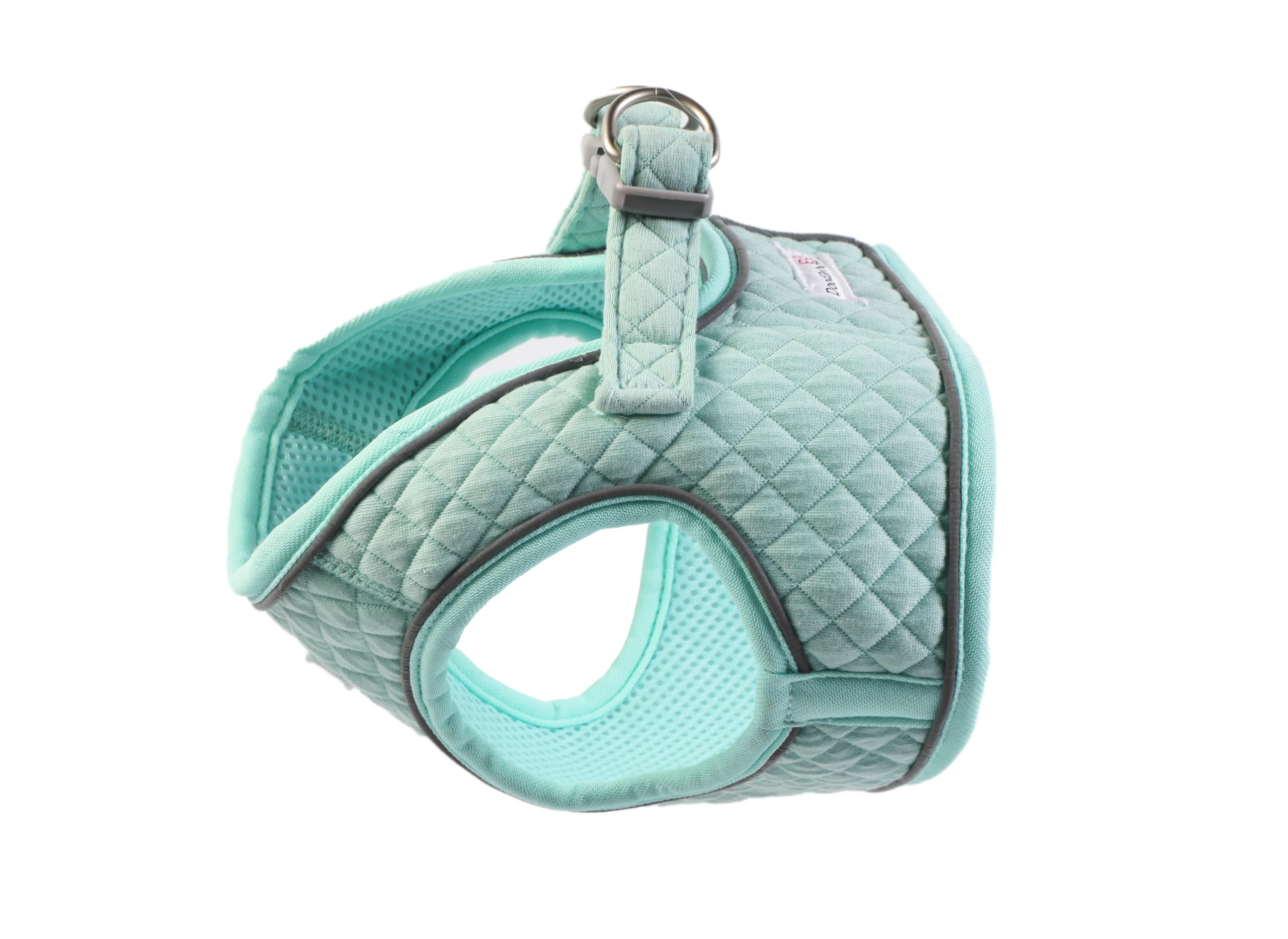 Doodlebone - Dinky Dog Snappy Harness - Step In Vest Style Harness for Small Dogs and Puppies, Lightweight Breathable Fit with Reflective Trim, Secure Fastening - Size 1 - Mint Quilt