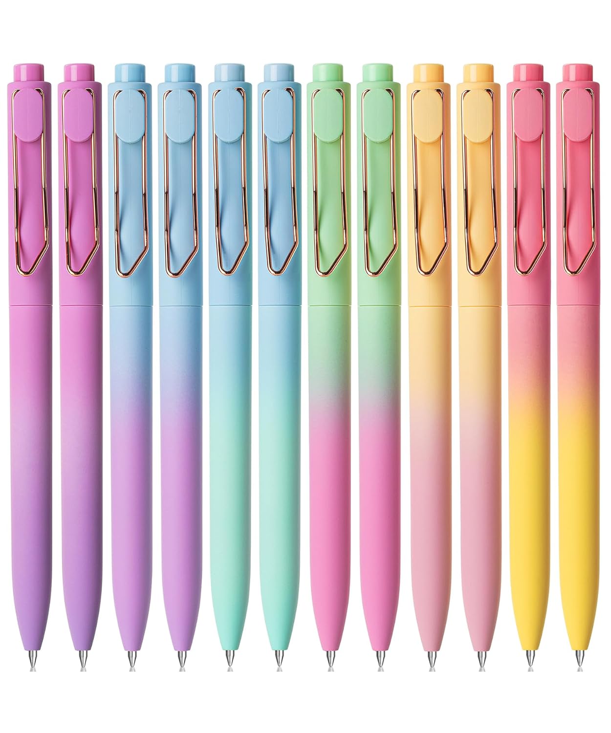 Mr Pen- Ballpoint Pens 12 Pack Gradient Color Barrels Black Ink Cute Ballpoint Pens Black Ink Cute Pens