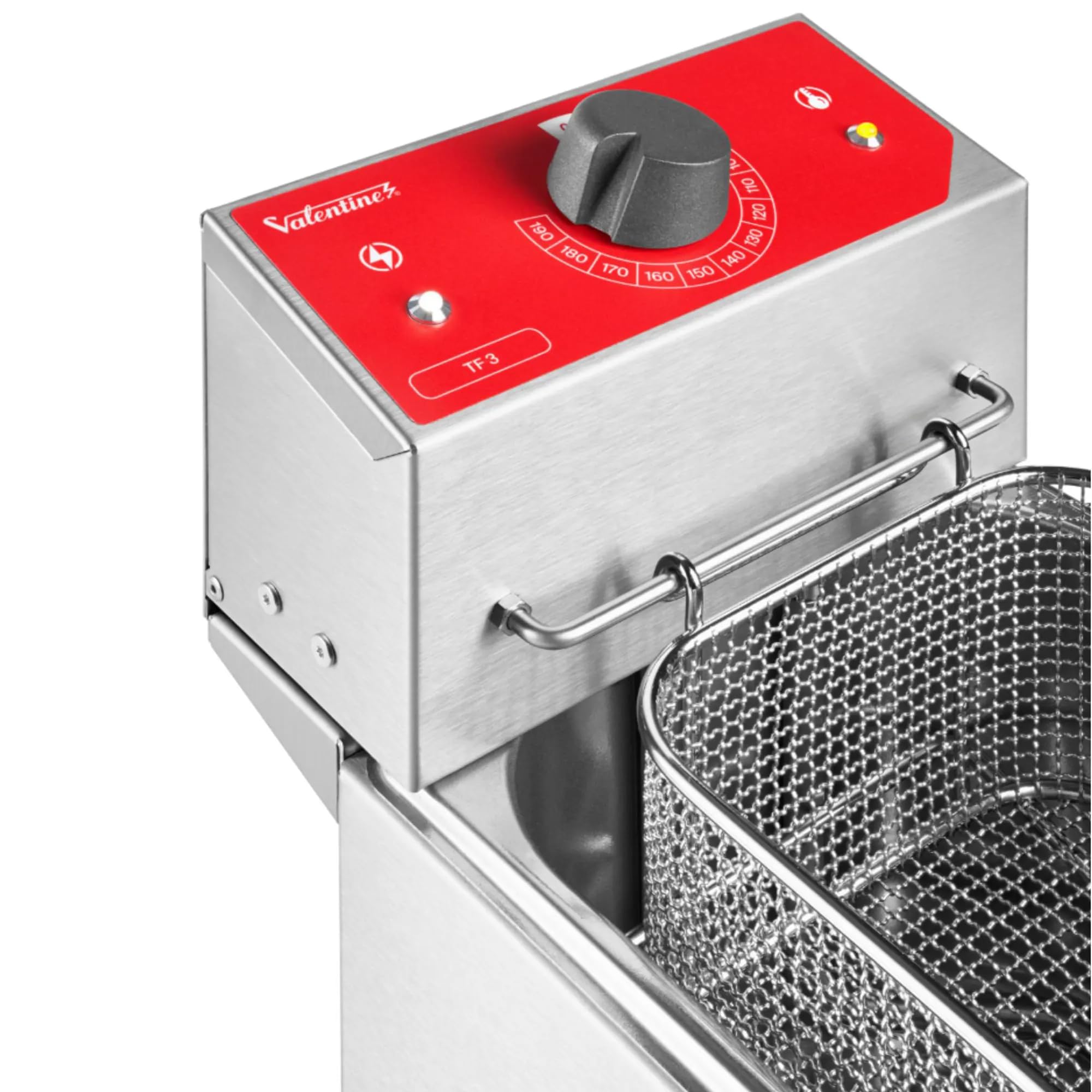 MBH - Friggitrice elettrica industriale Valentine da 3 litri con 1 cestello per la ristorazione. Friggitrice professionale in acciaio inox per bar, ristorante e cucina industriale